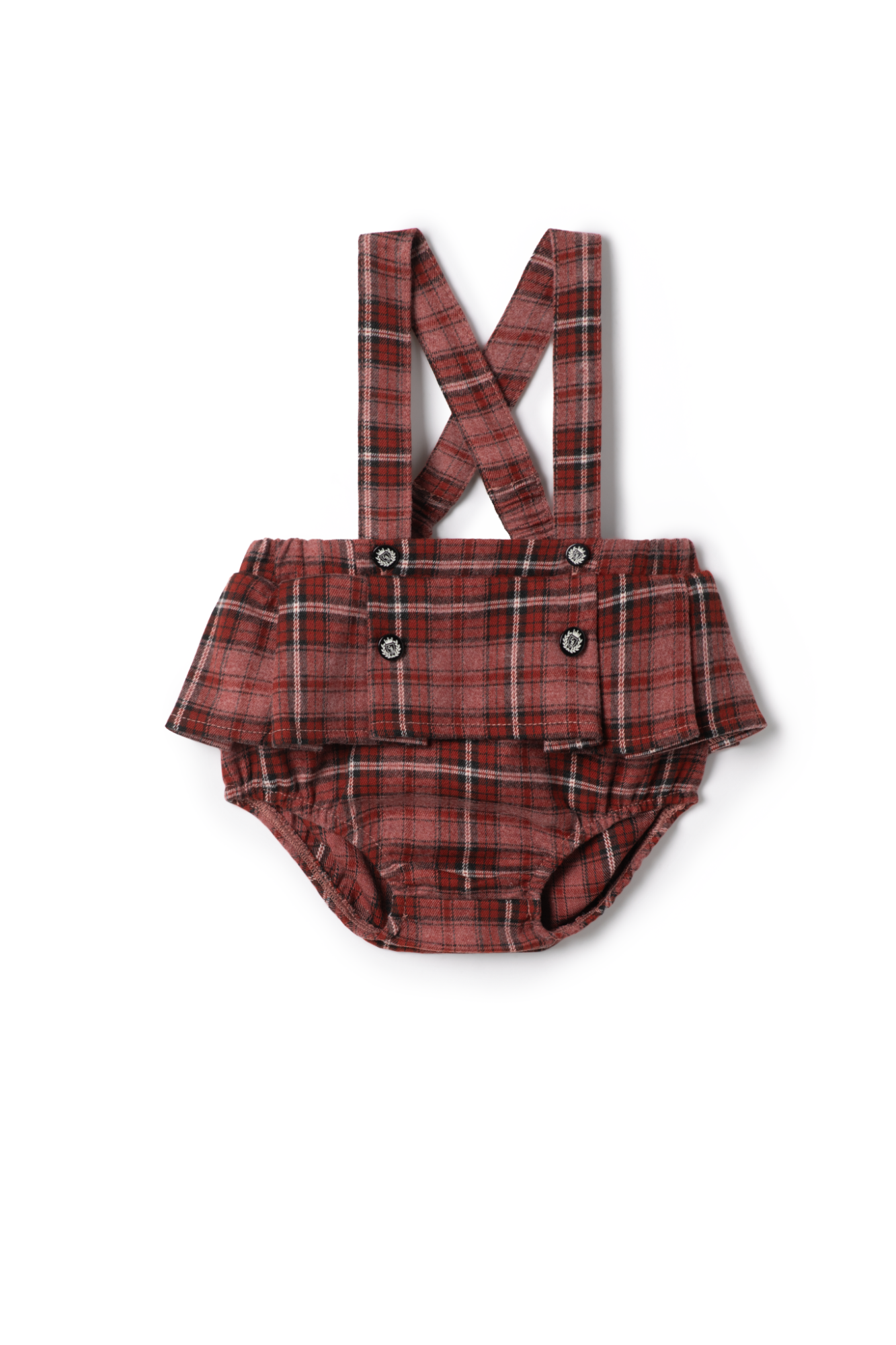 Plaid Overall in Burgundy by Charlotte & George