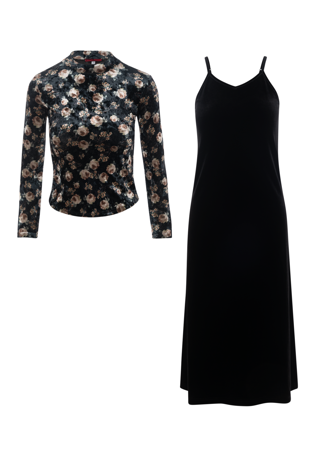 Floral Velour Set in Black by Lola