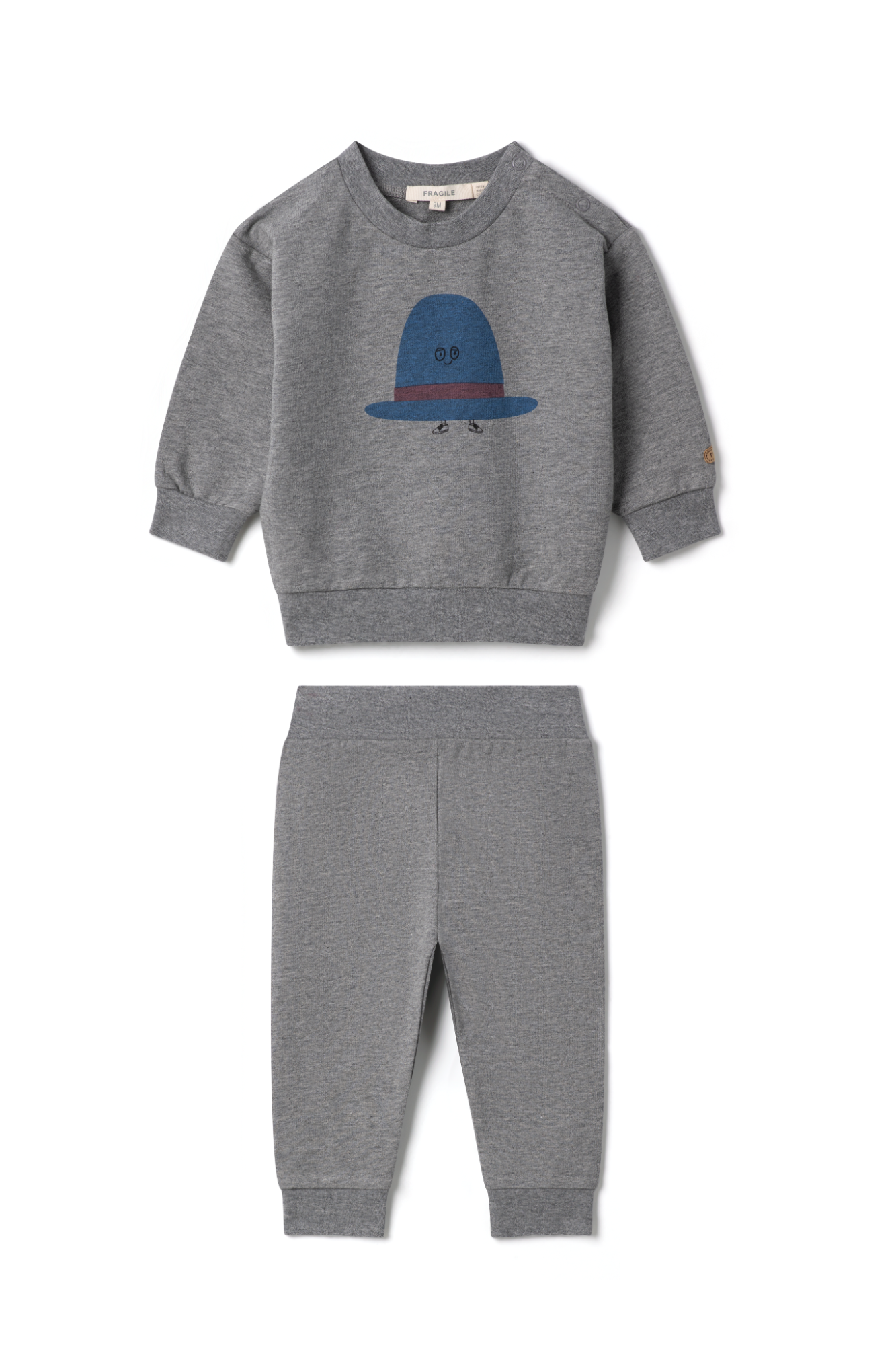 Hat Print 2Pc Set in M Grey Mix Denim by Fragile