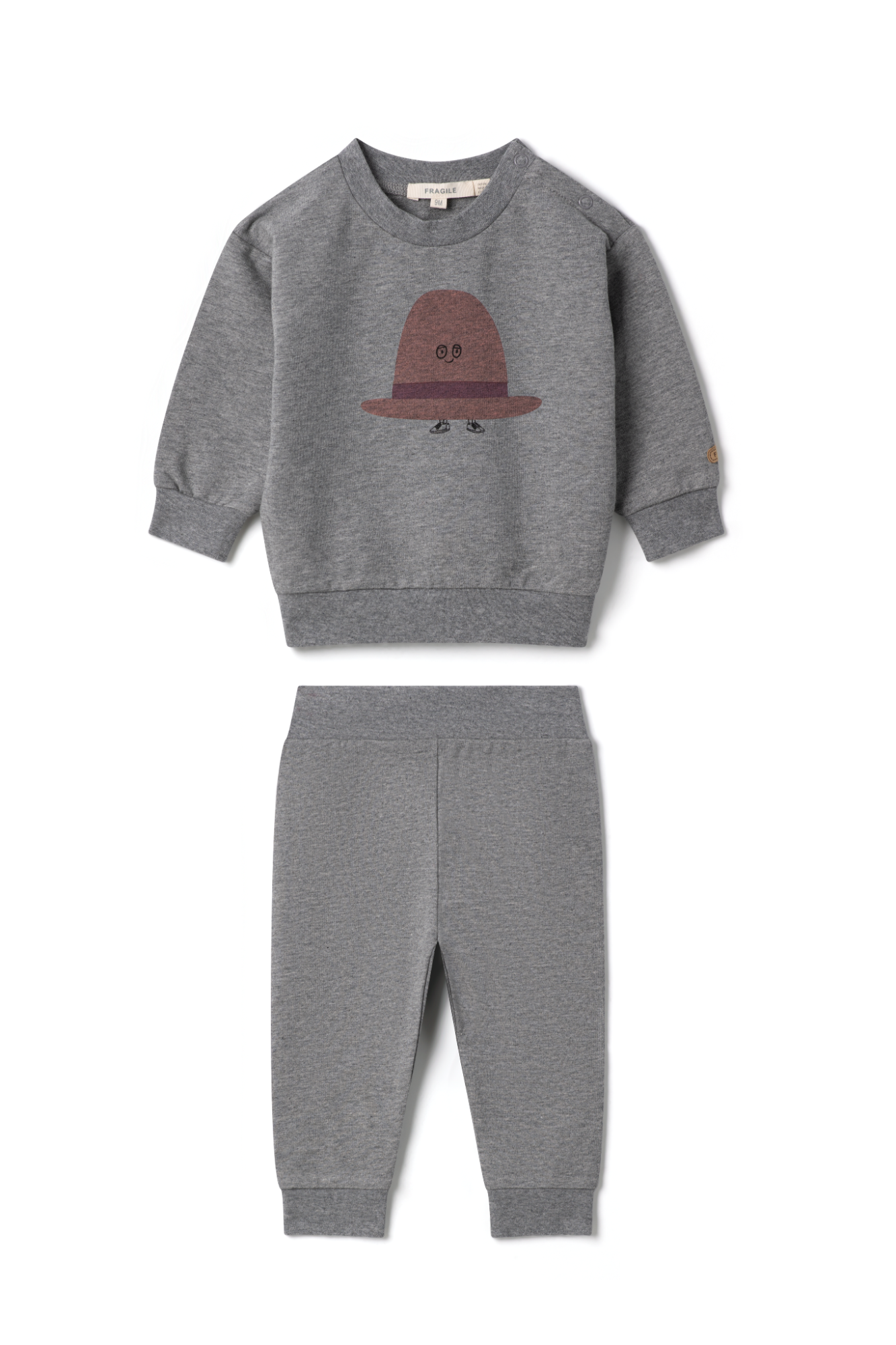 Hat Print 2Pc Set in M Grey Mix Rosette by Fragile
