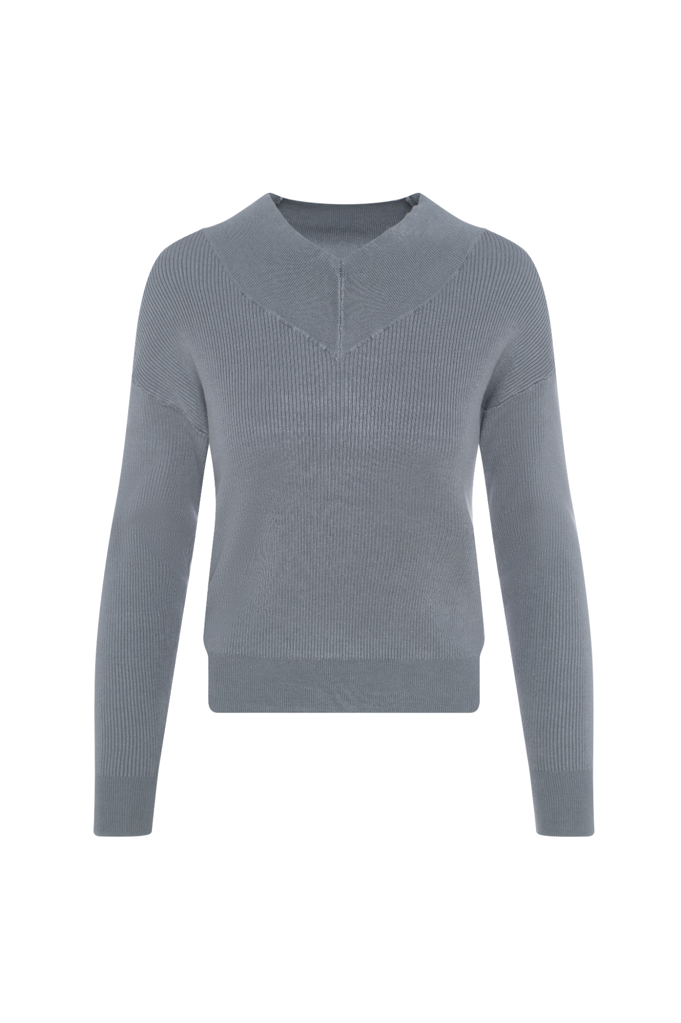Drop Shoulder V Neck Sweater in Grey by Aspect