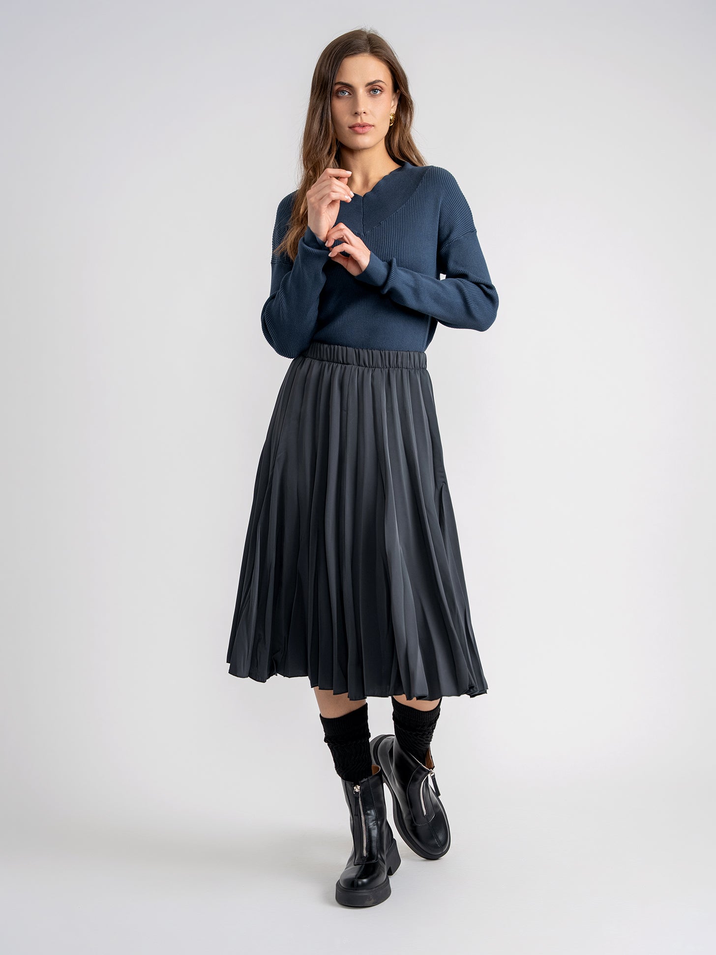 Drop Shoulder V Neck Sweater in by Aspect