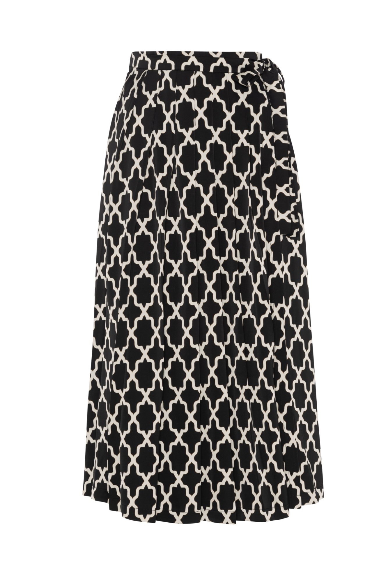 Pleated Printed Wrap Skirt in Black by Aspect