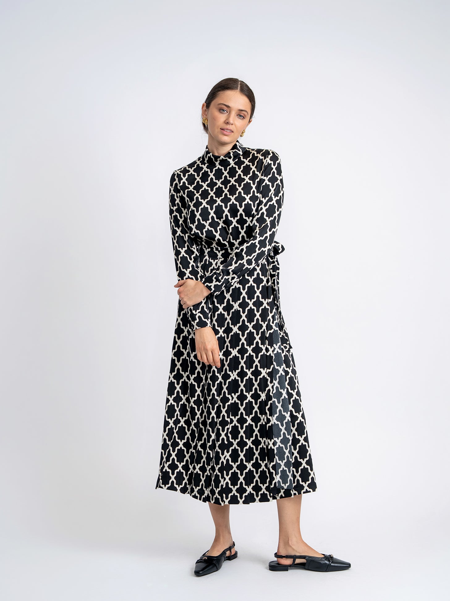 Pleated Printed Wrap Skirt in by Aspect