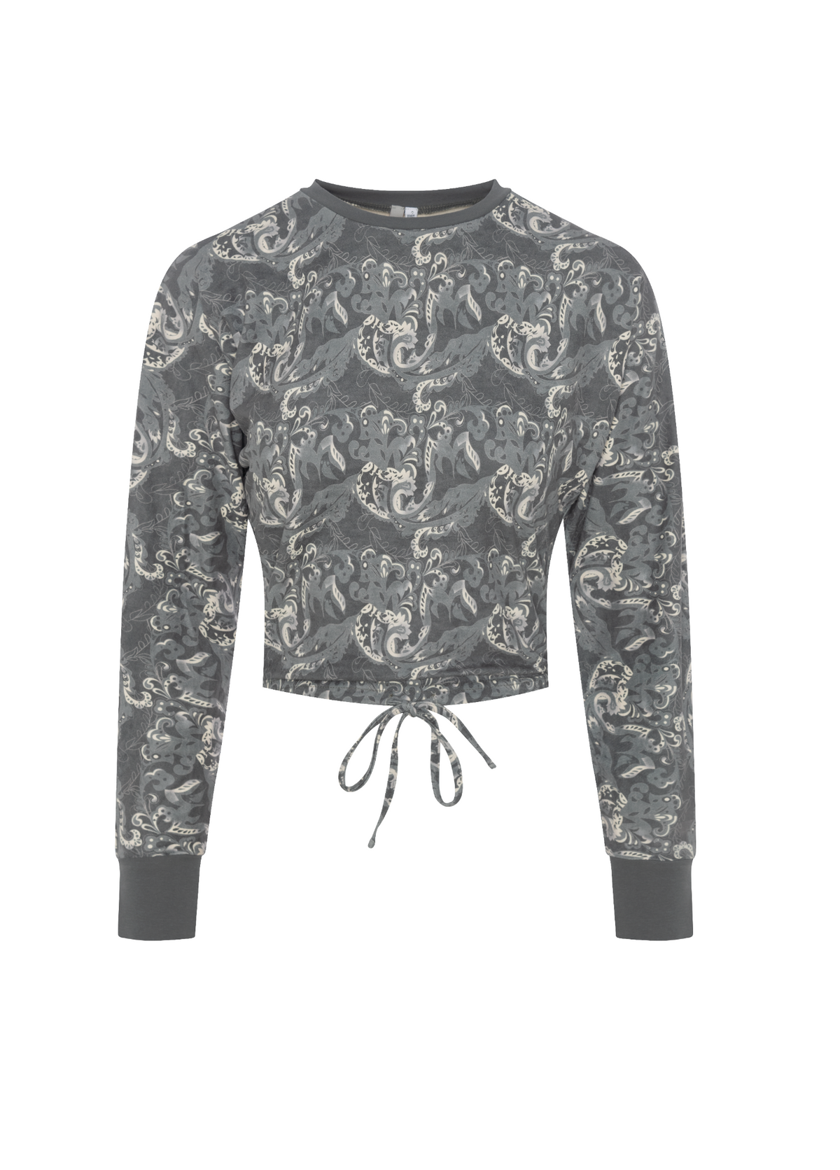 Dolman Crop Velour Top in Grey by Ginger