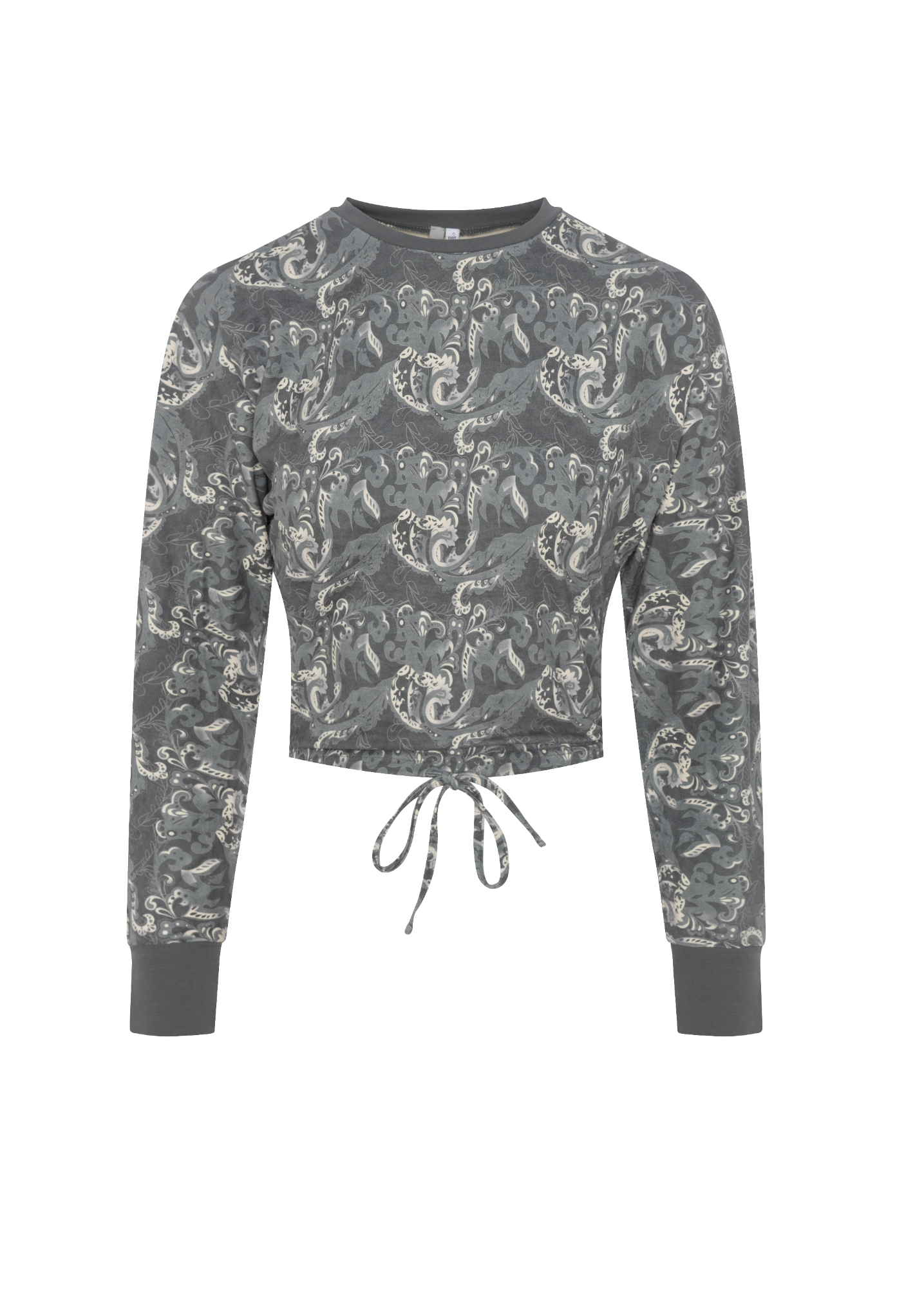 Dolman Crop Velour Top in Grey by Ginger