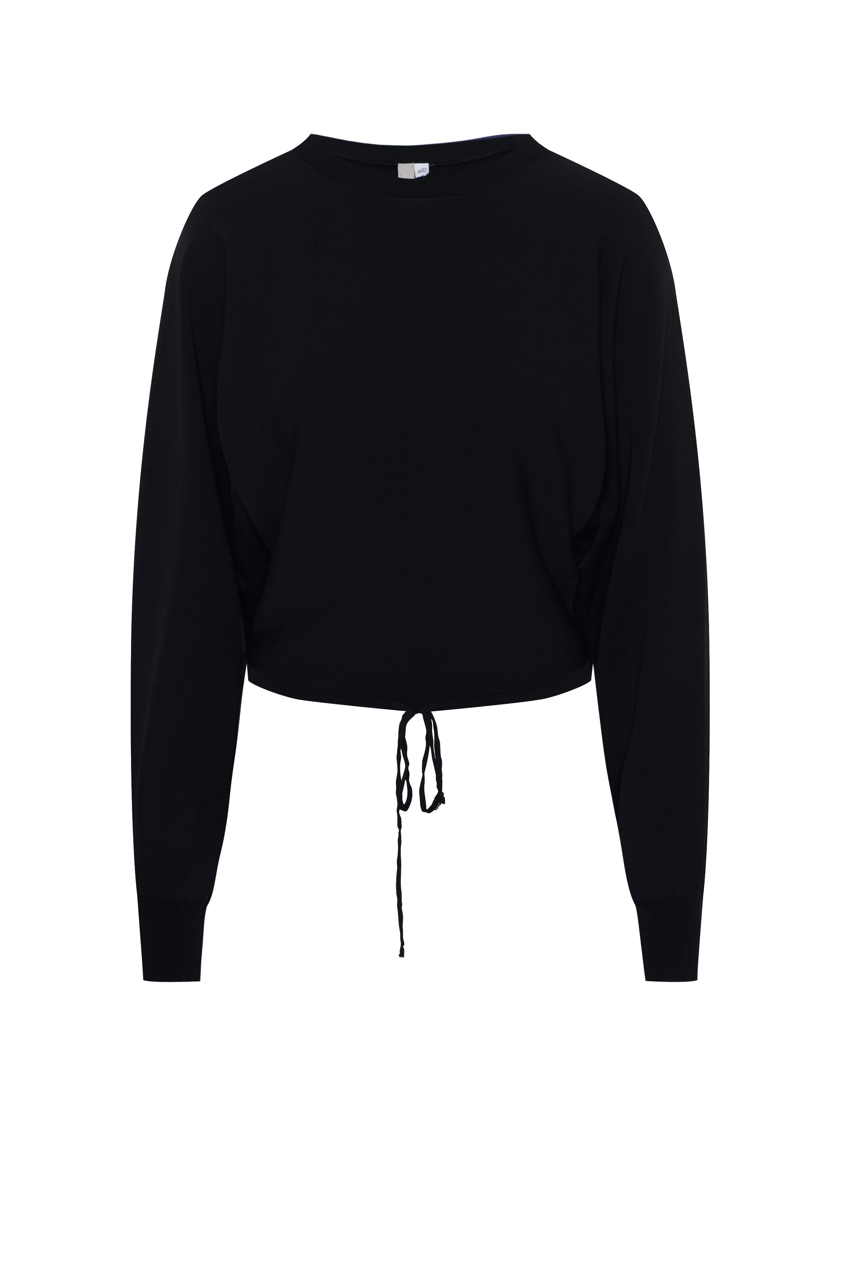 Dolman Crop Knit Top in Black by Ginger