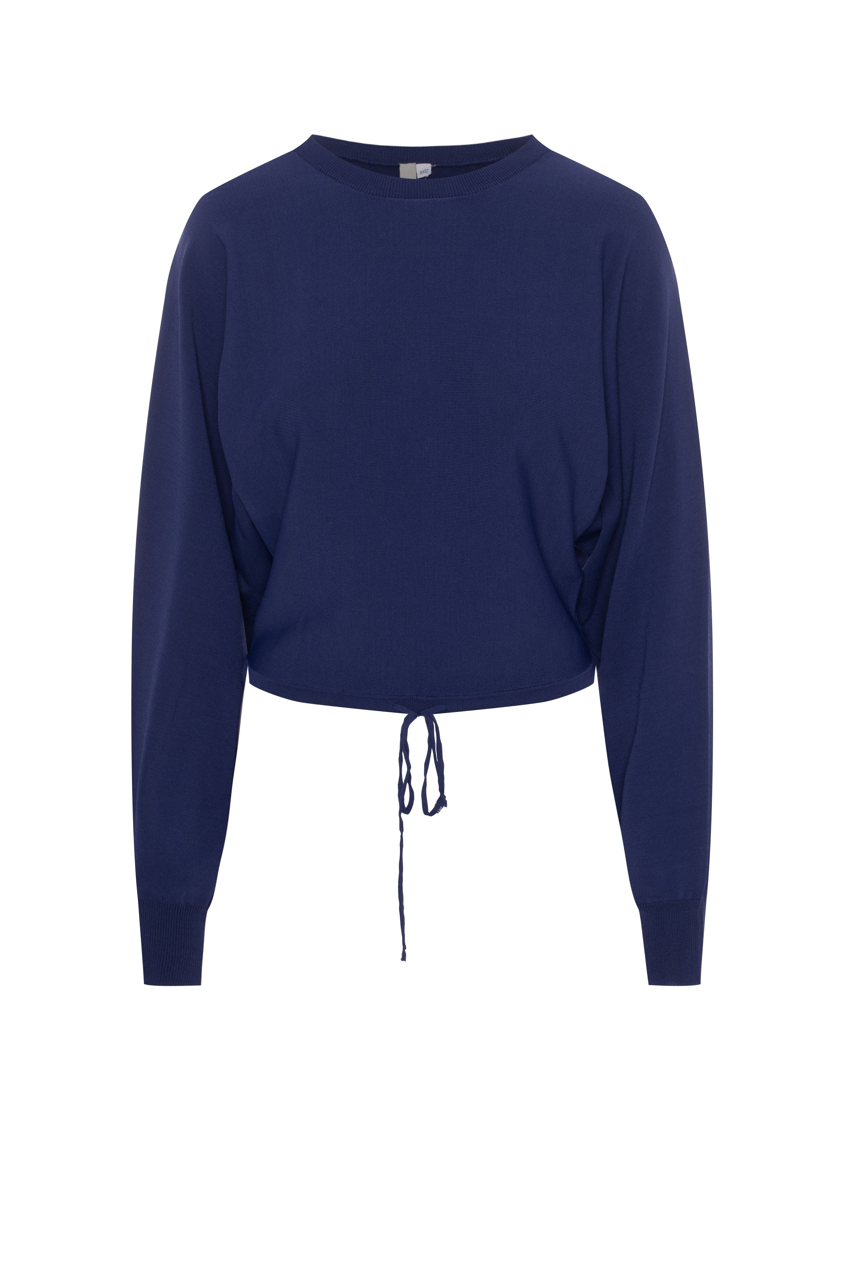 Dolman Crop Knit Top in Ribbon Blue by Ginger