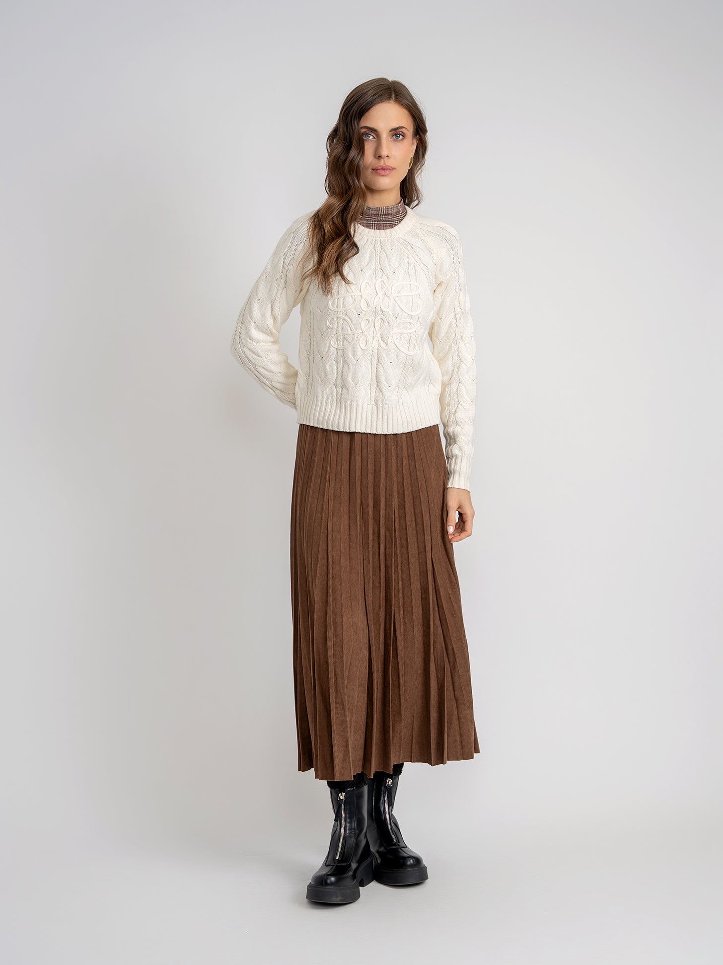 Cable Knit Sweater in Medium Grey by Aspect