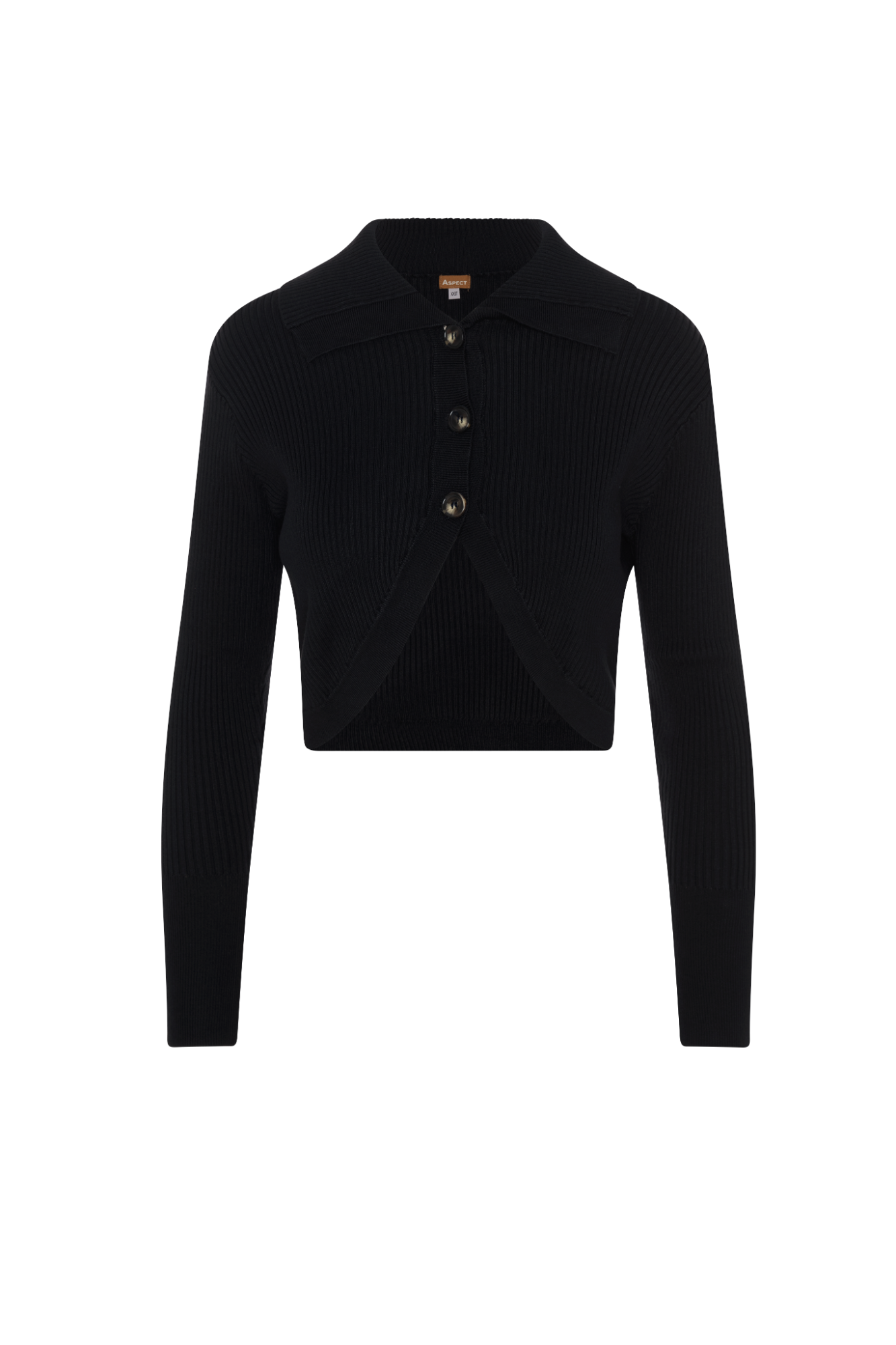 Big Collar Crop Cardigan in Black by Aspect