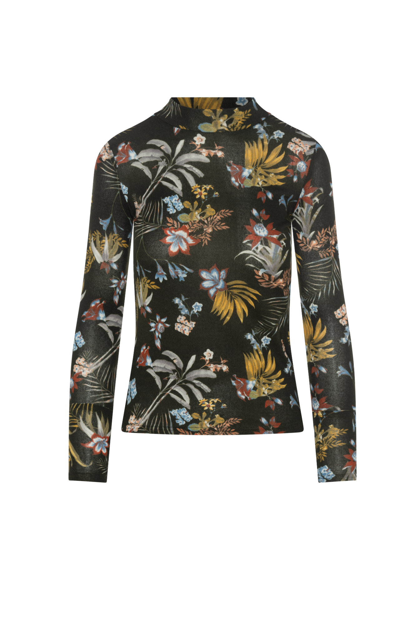 Jaquard Mock Neck Top in Olive by Aspect