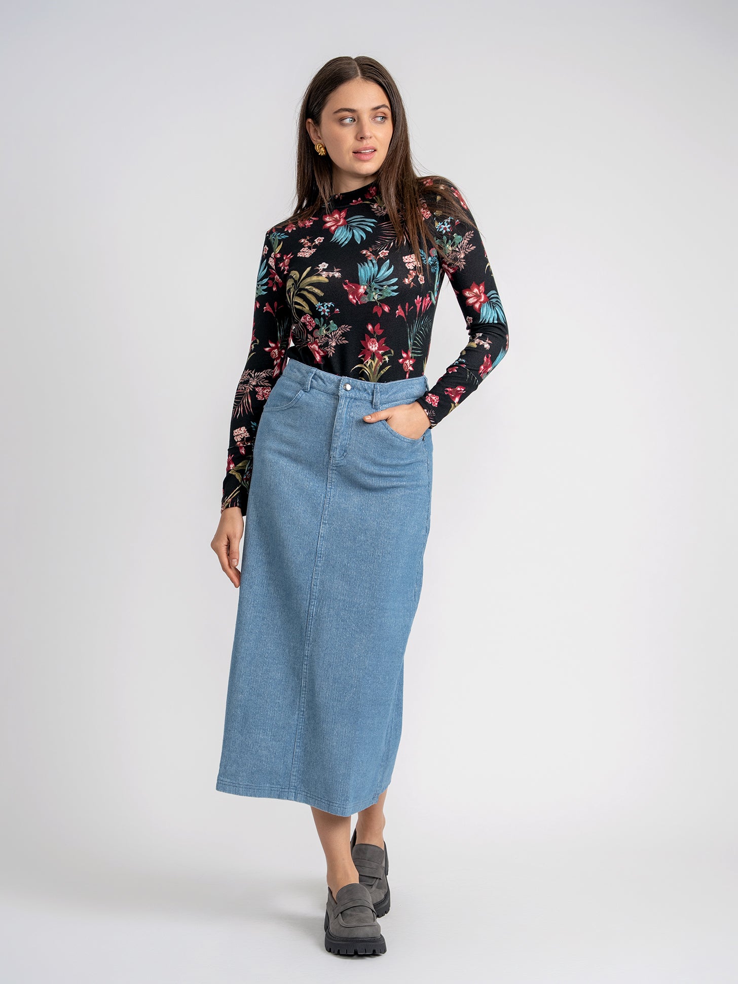 Jaquard Mock Neck Top in by Aspect