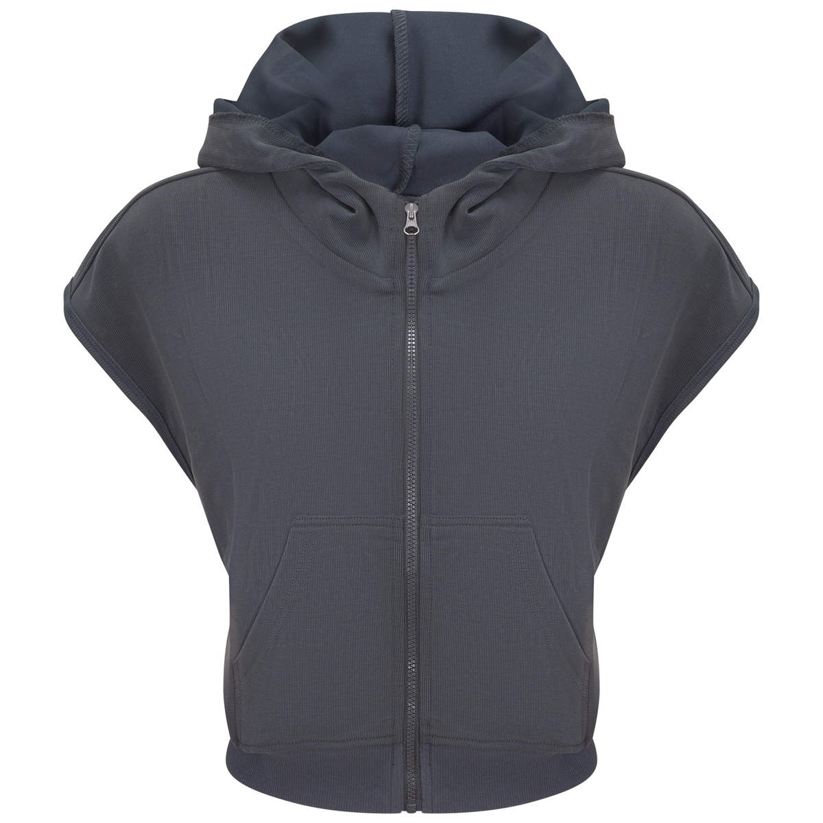 Crop Hoody Vest in Carcoal by Aspect
