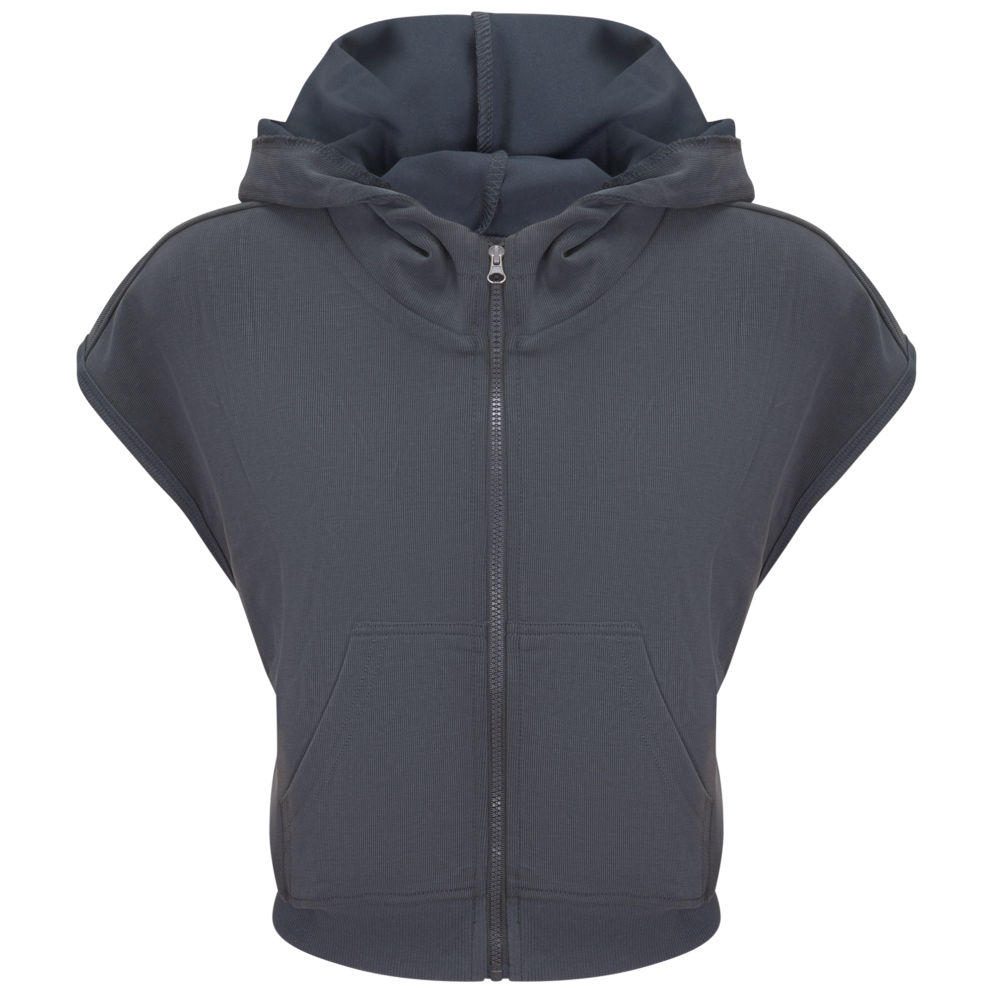 Crop Hoody Vest in Carcoal by Aspect