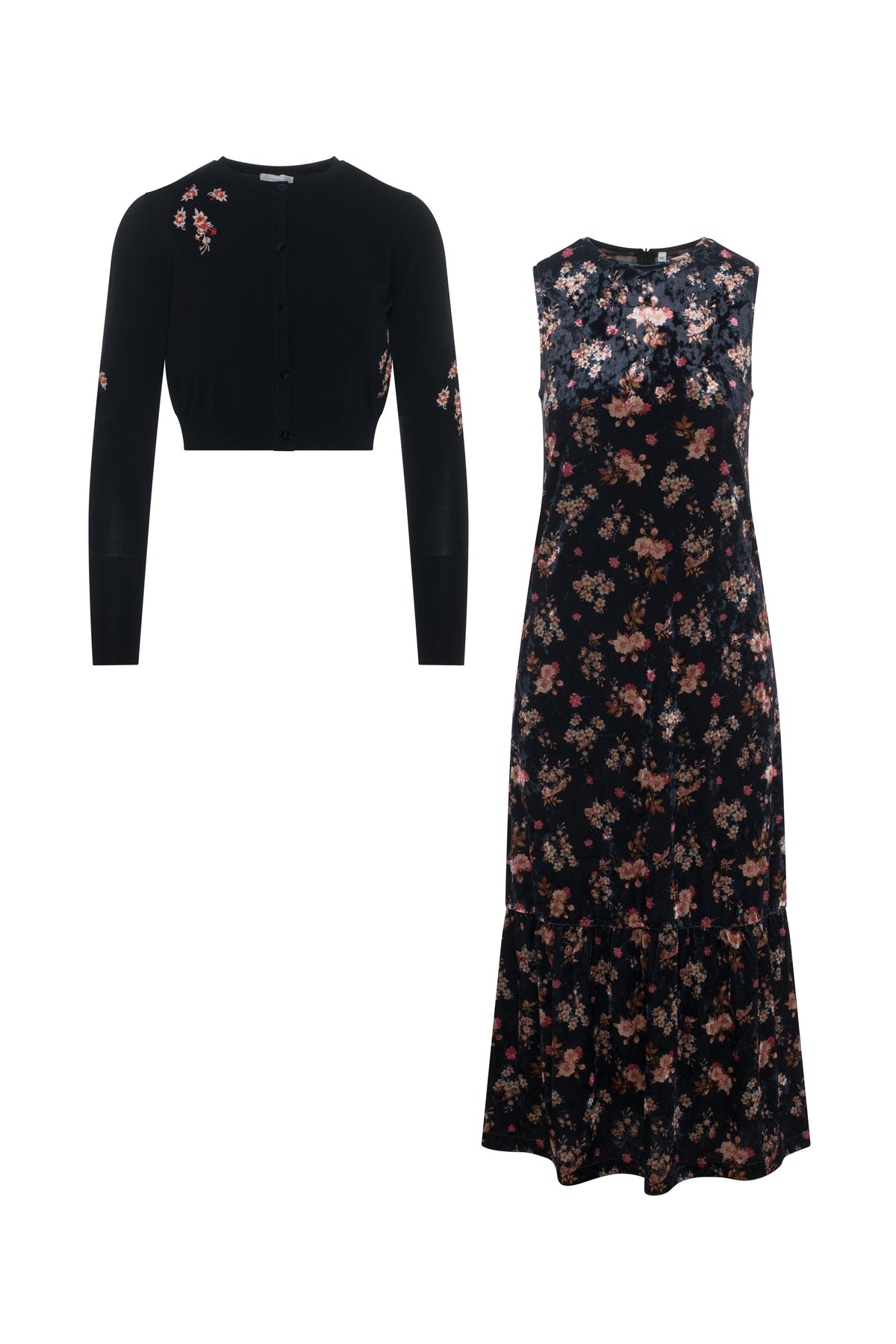 Midi Printed Jumper Set in Black Beige by Aspect