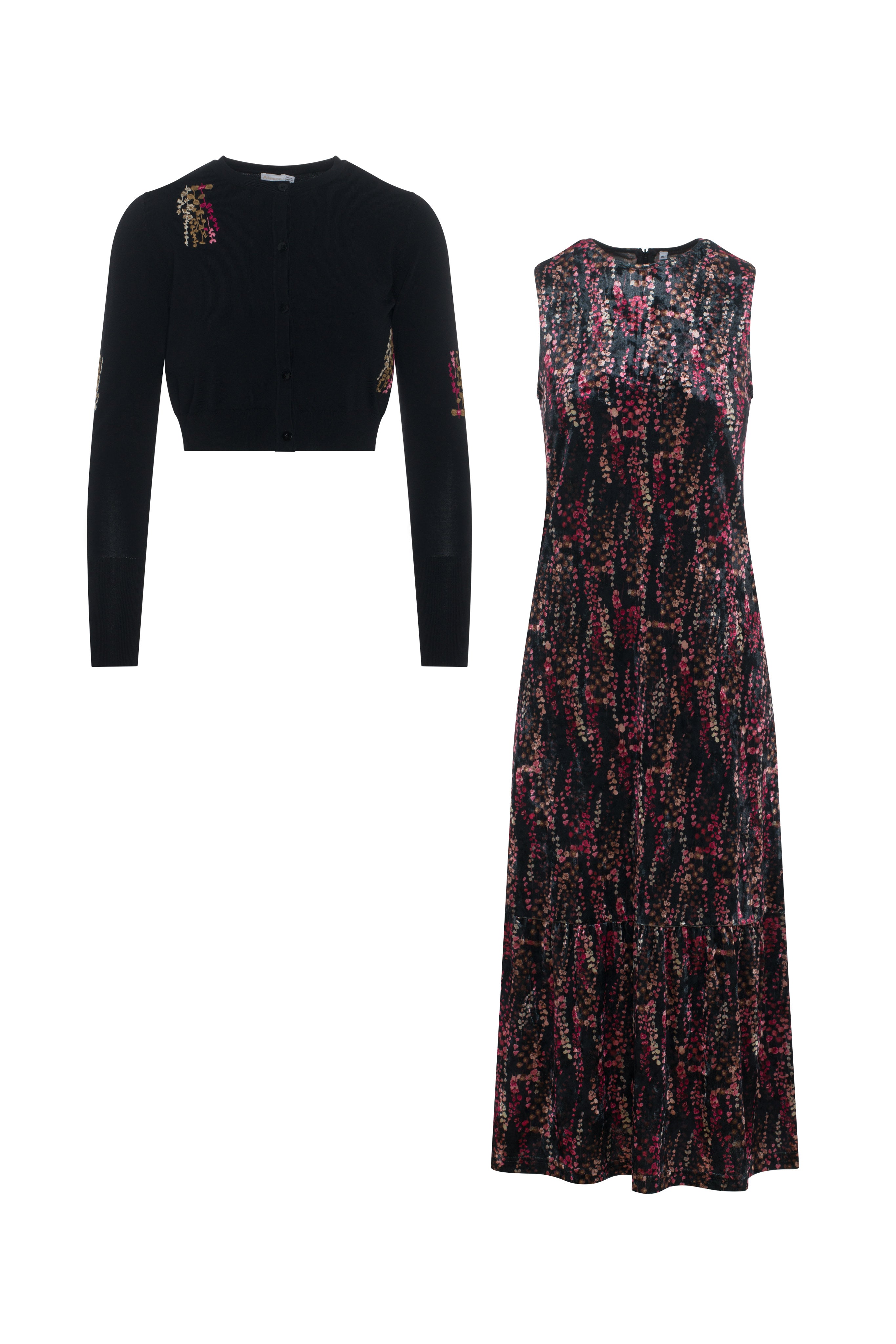 Midi Printed Jumper Set in Black Pink by Aspect