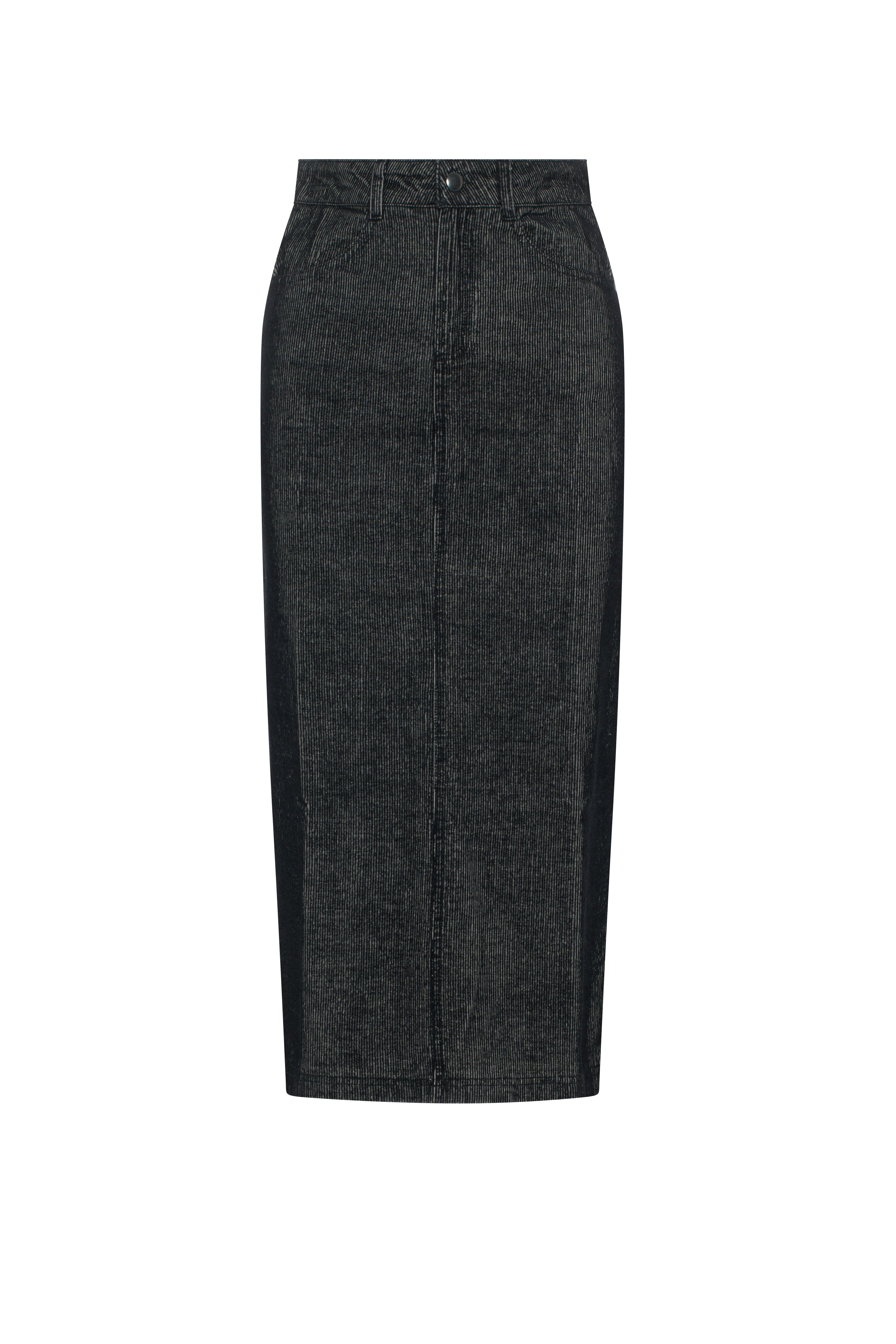 Corduroy Midi Skirt in Black by Aspect