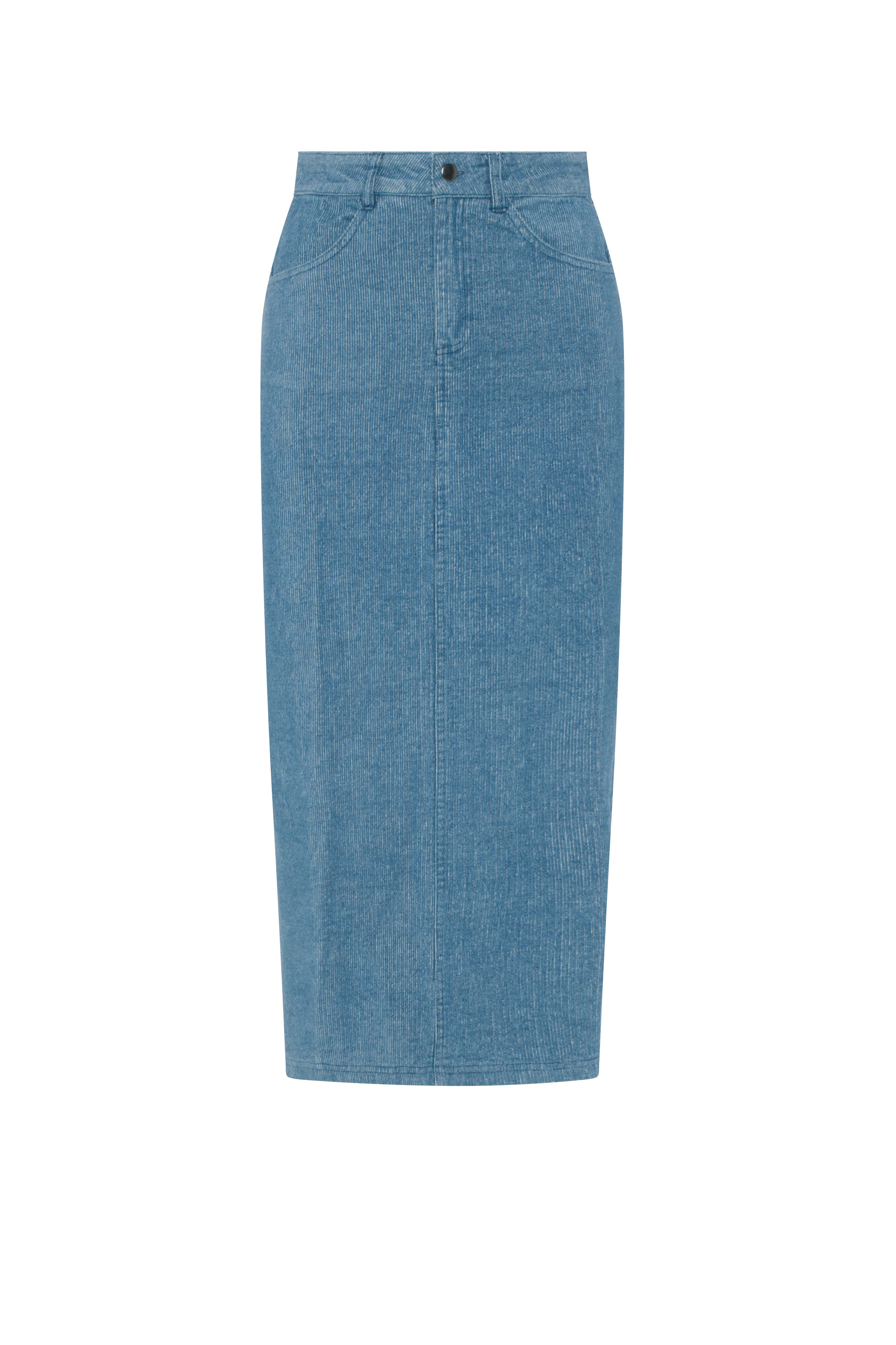Corduroy Midi Skirt in Dark Denim by Aspect
