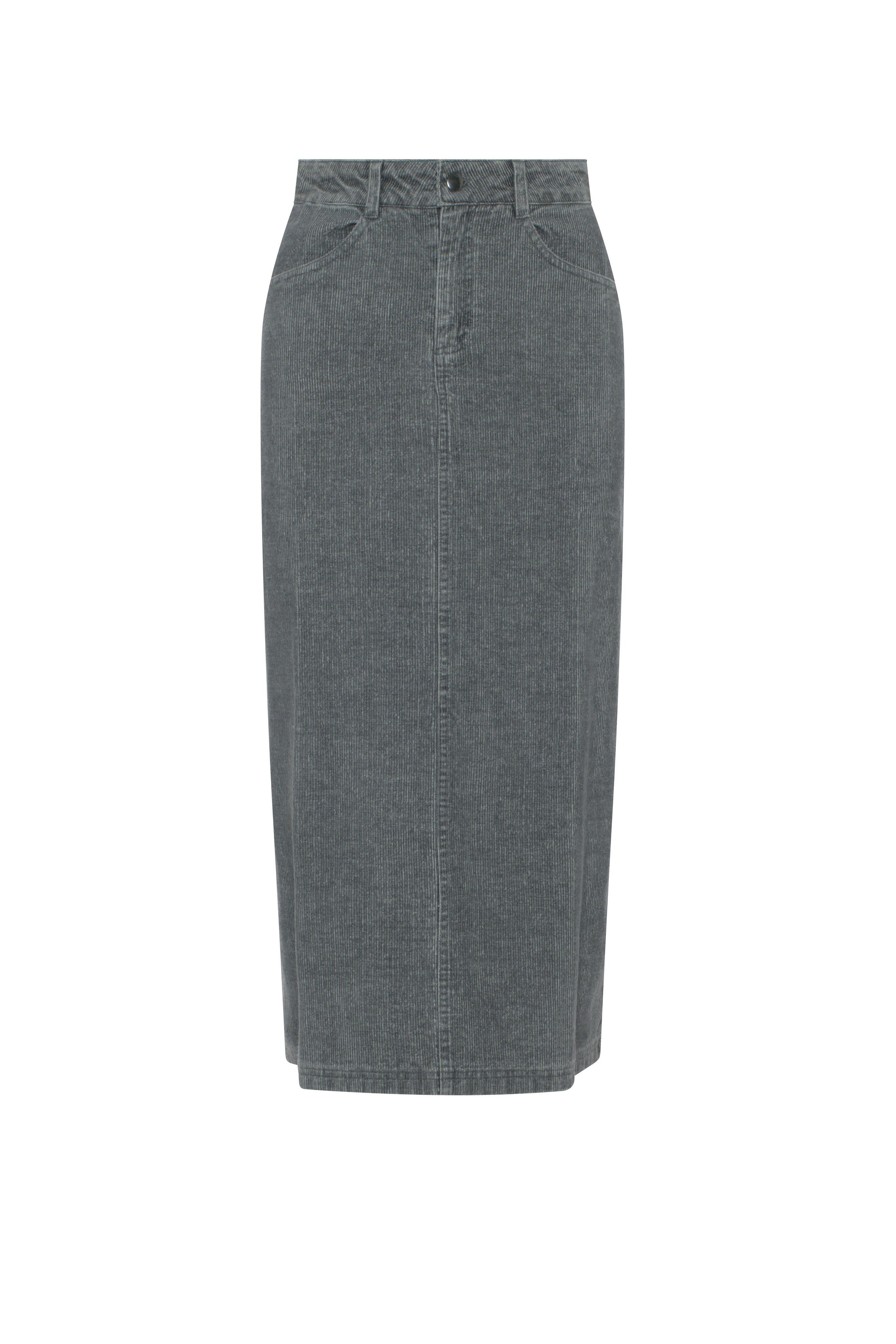 Corduroy Midi Skirt in Grey by Aspect