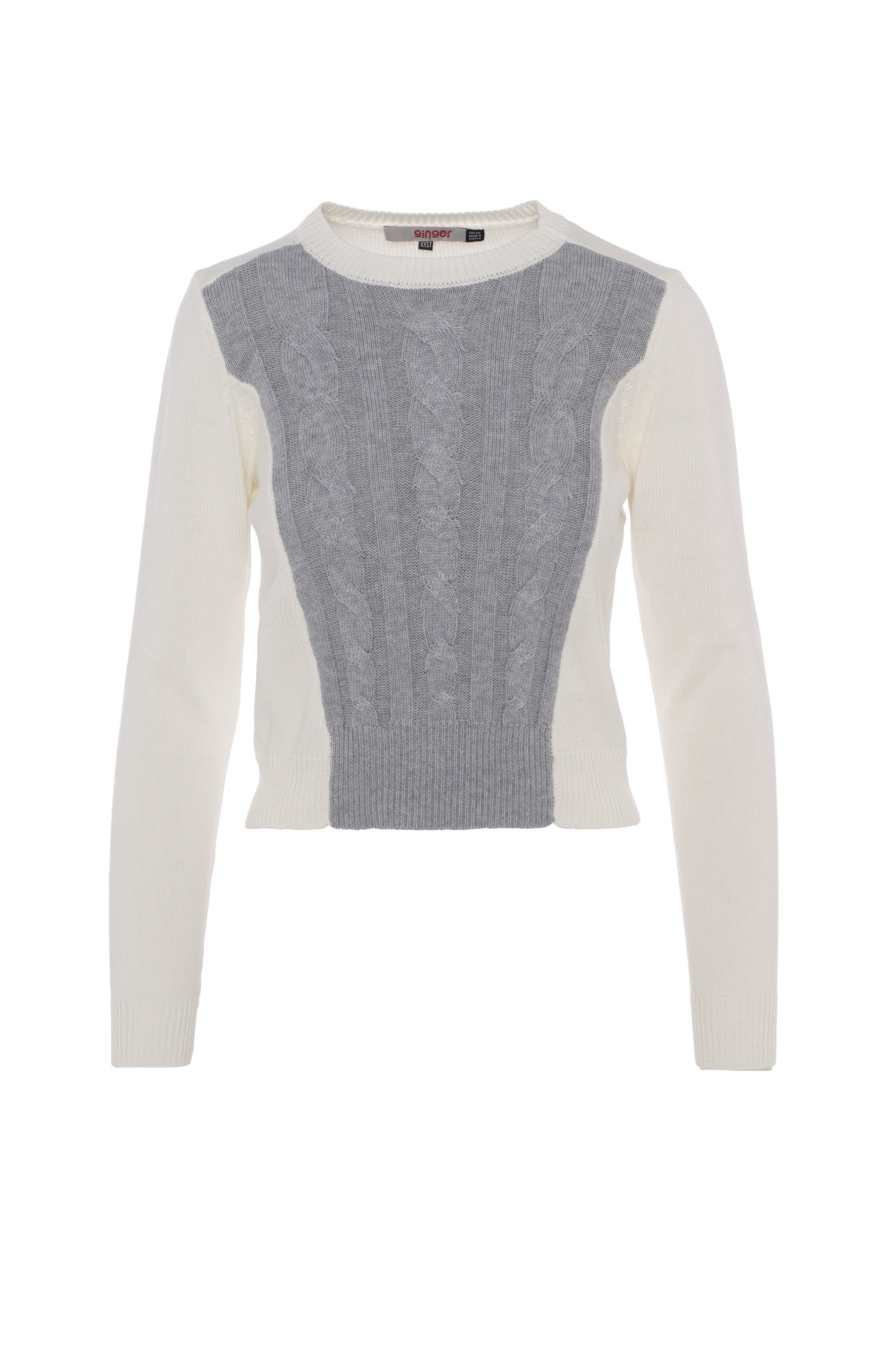 Cable Rib Knit Sweater in Medium Grey Powder by Ginger