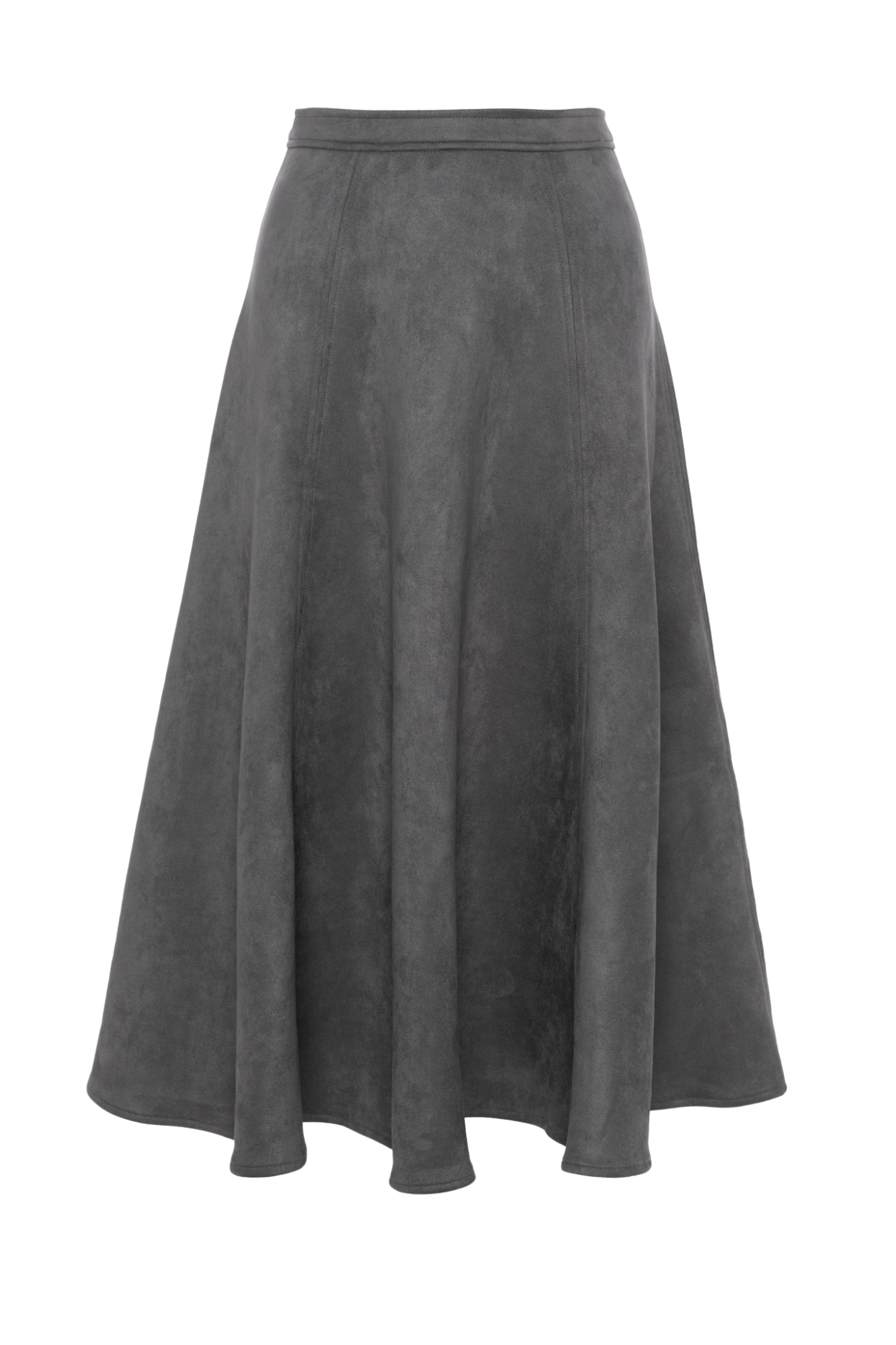 Suede Midi Panel Skirt in Charcoal by Ginger