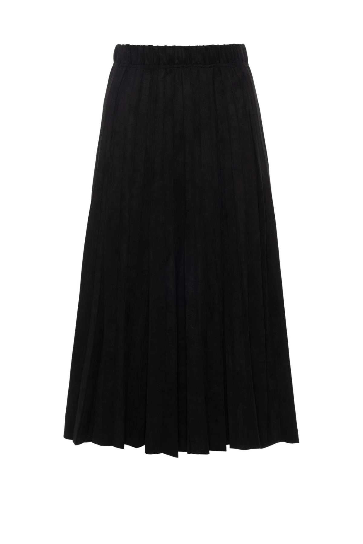 Suede Midi Pleated Skirt in Black by Ginger