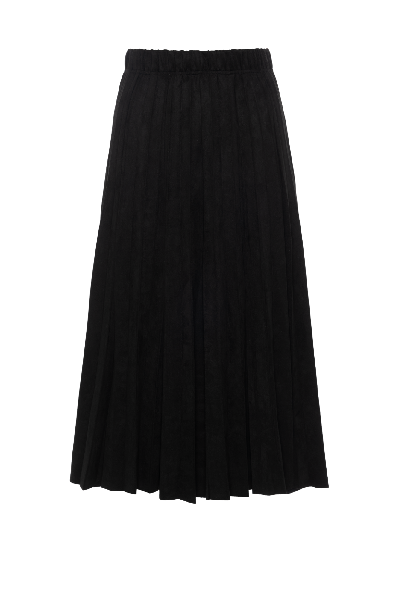 Suede Midi Pleated Skirt in Black by Ginger