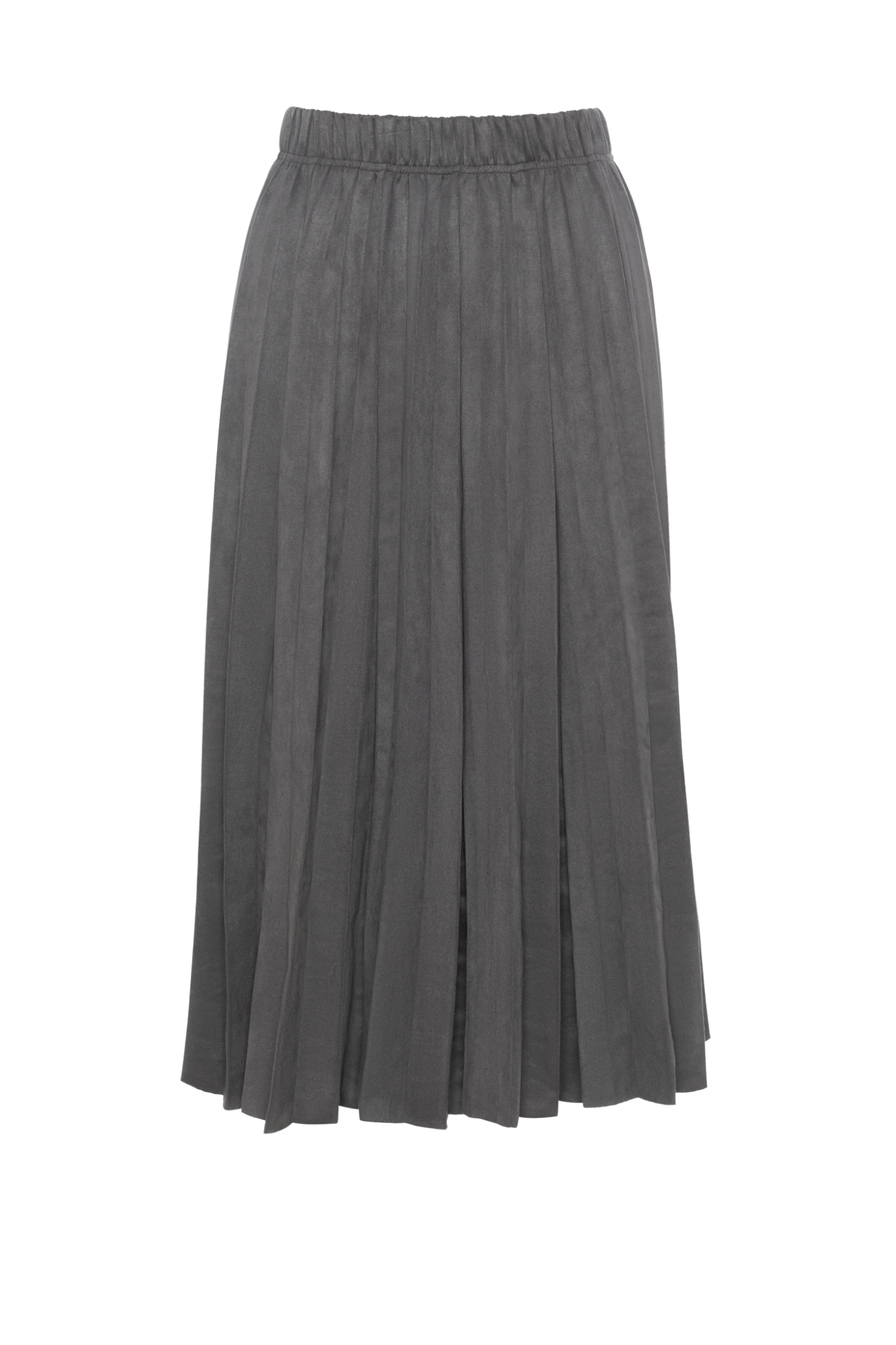 Suede Midi Pleated Skirt in Charcoal by Ginger