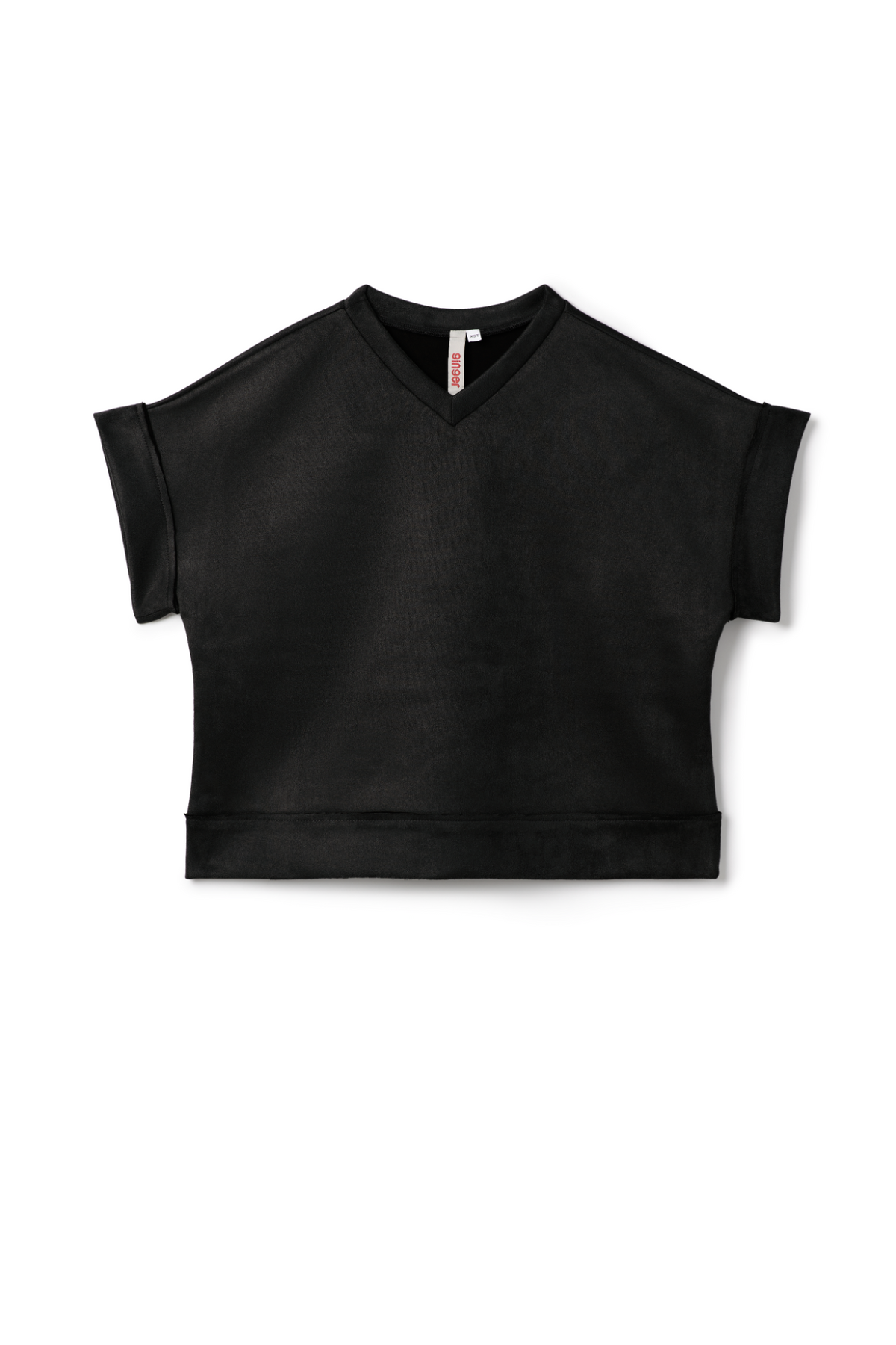Suede Crop Top Vest in Black by Ginger