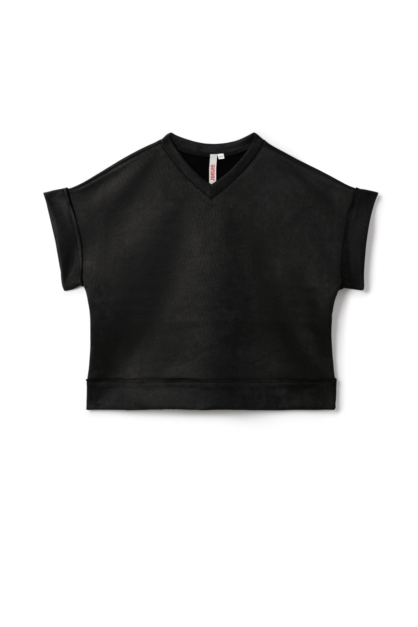 Suede Crop Top Vest in Black by Ginger