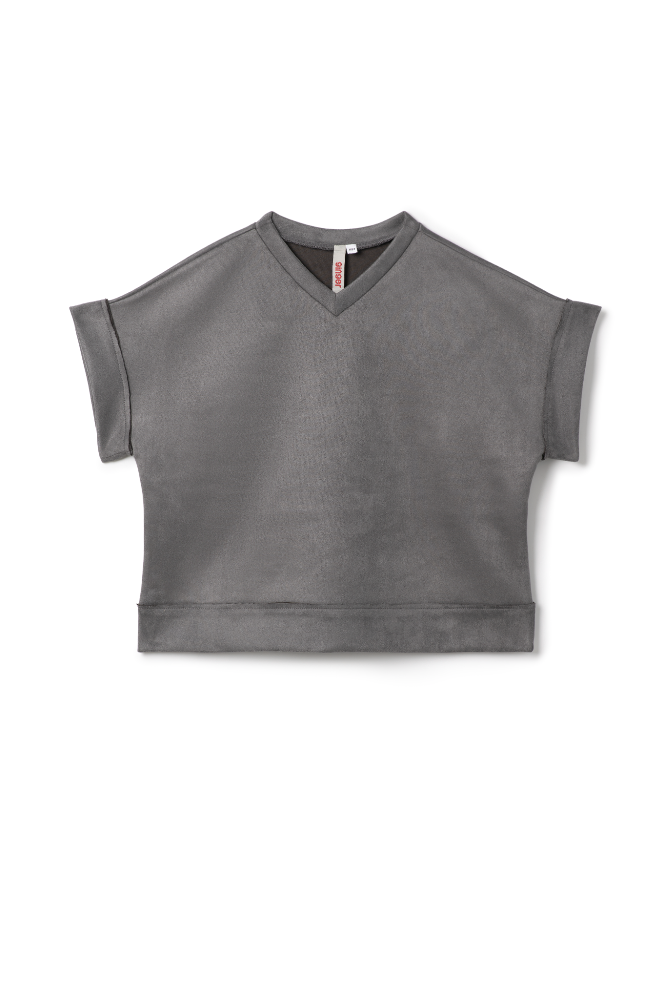 Suede Crop Top Vest in Charcoal by Ginger