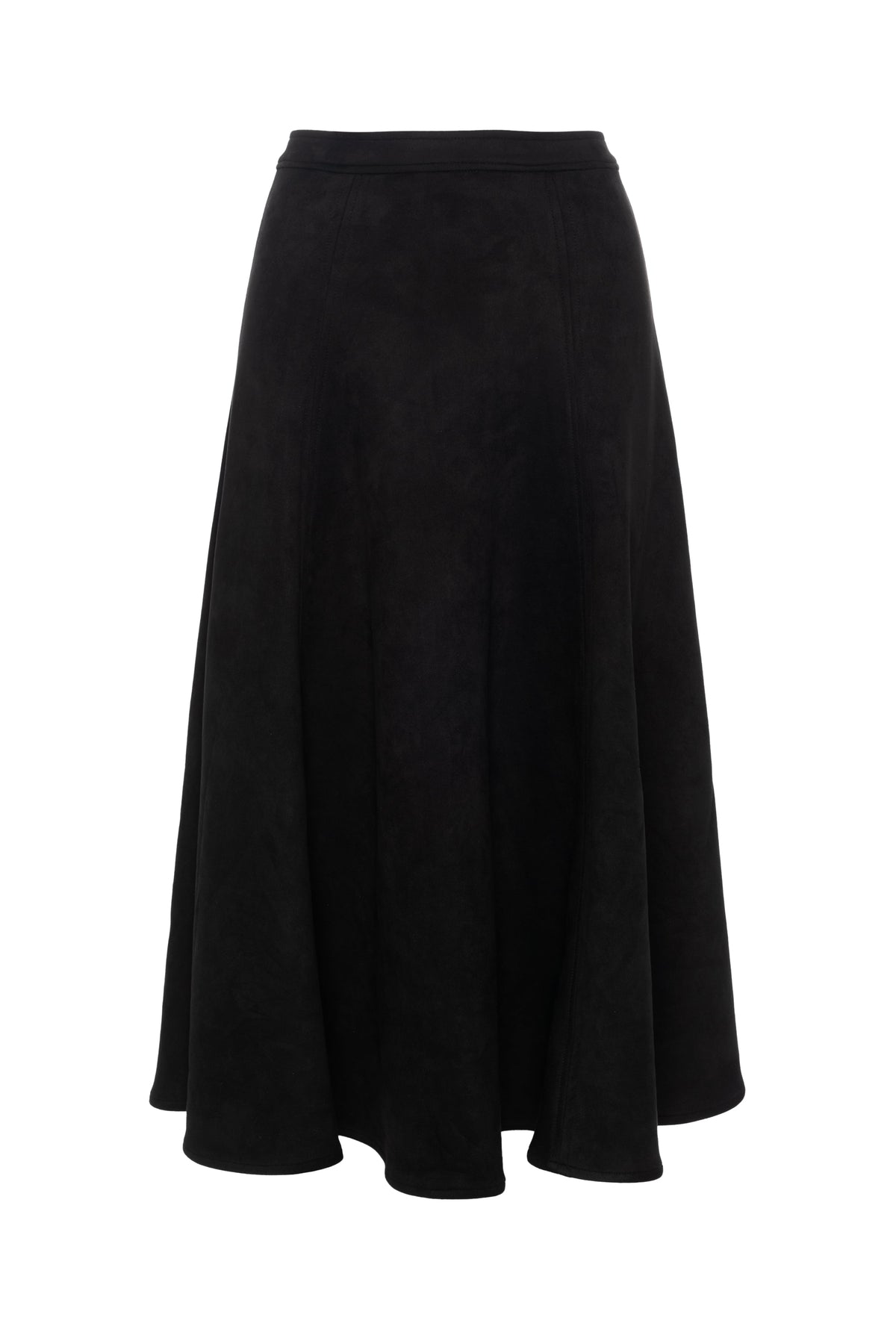 Suede Midi Panel Skirt in Black by Ginger
