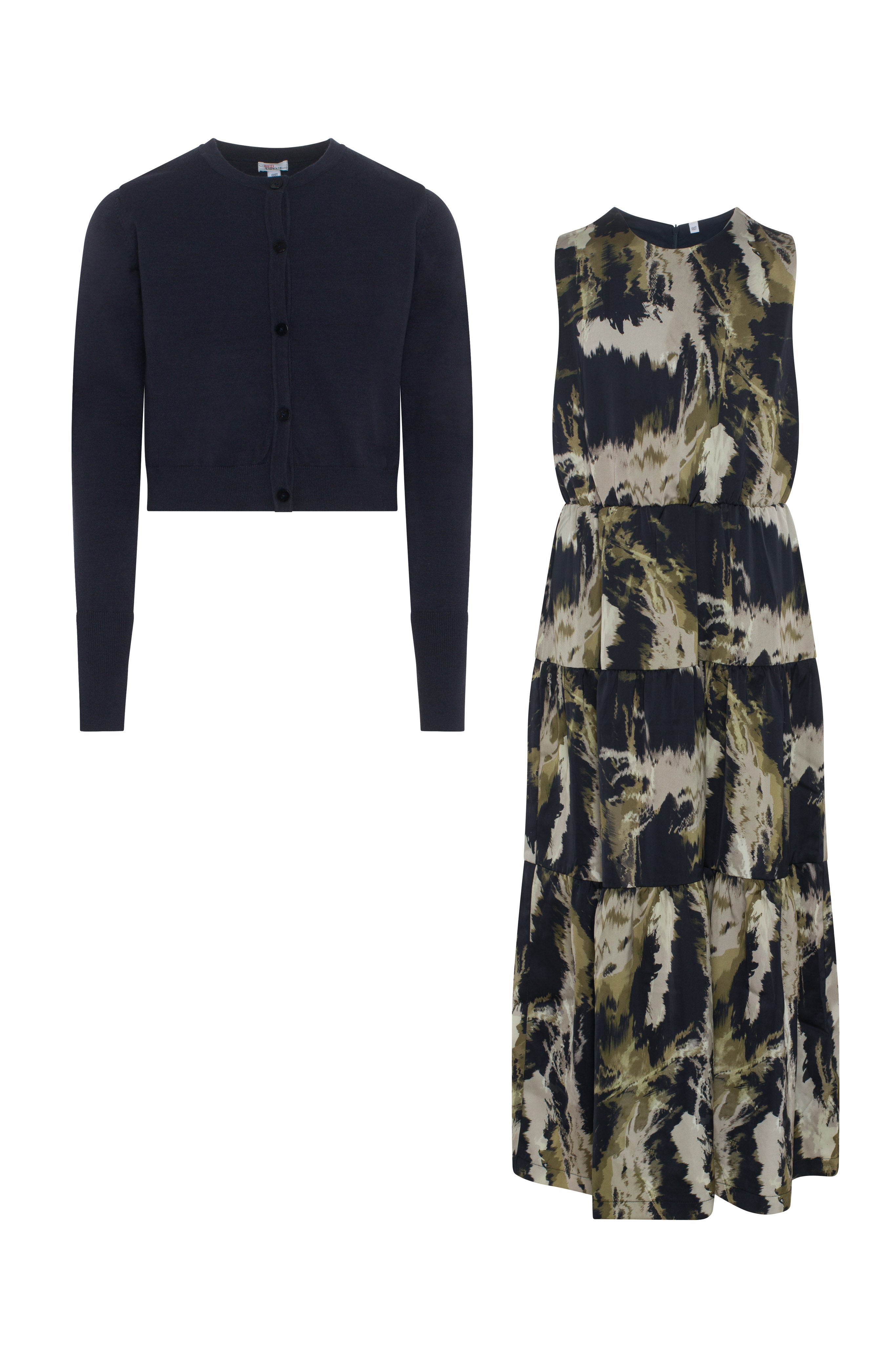 Tiered Midi Jumper Set in Navy by Aspect