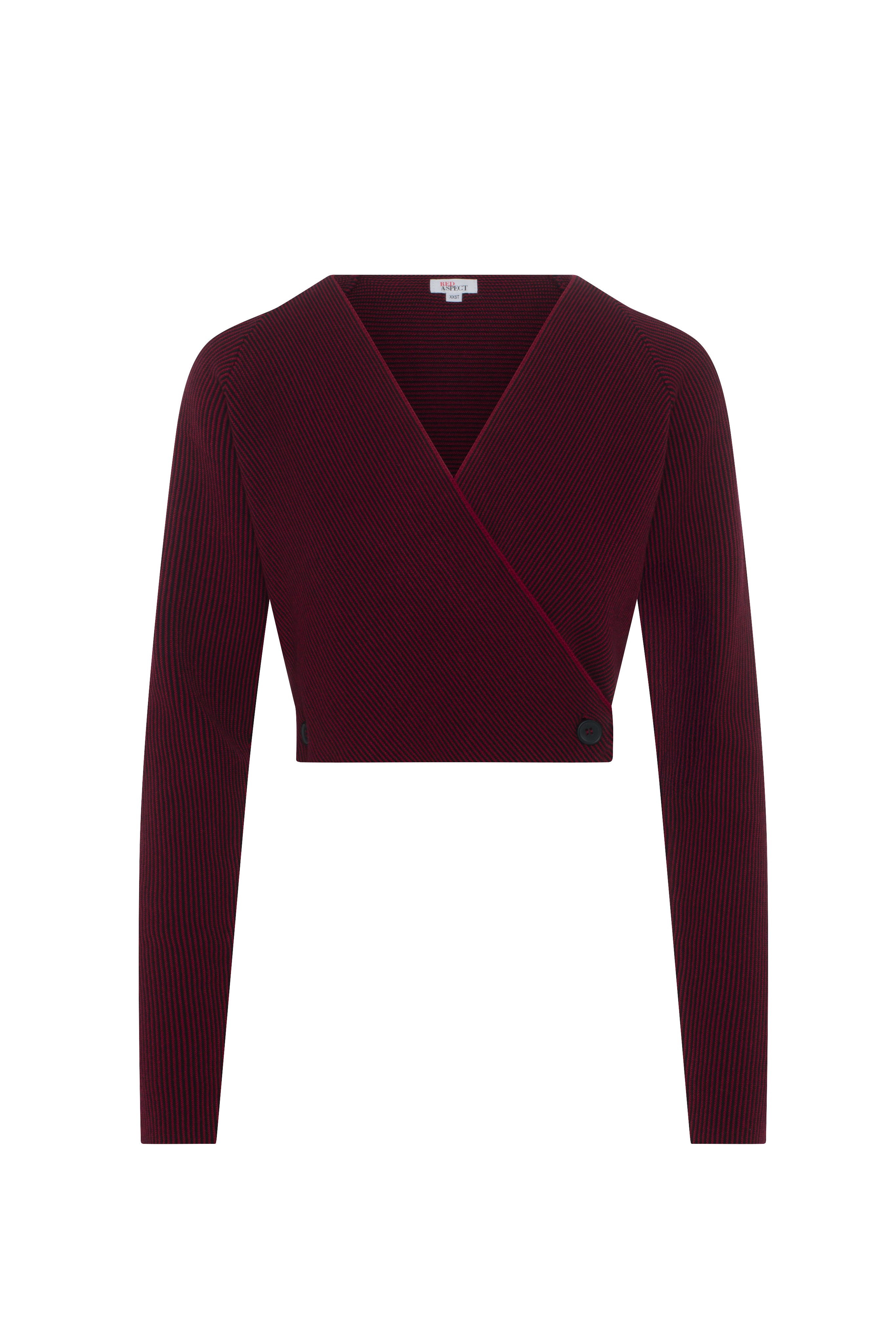 Cropped Cardigan in Burgundy Black by Aspect