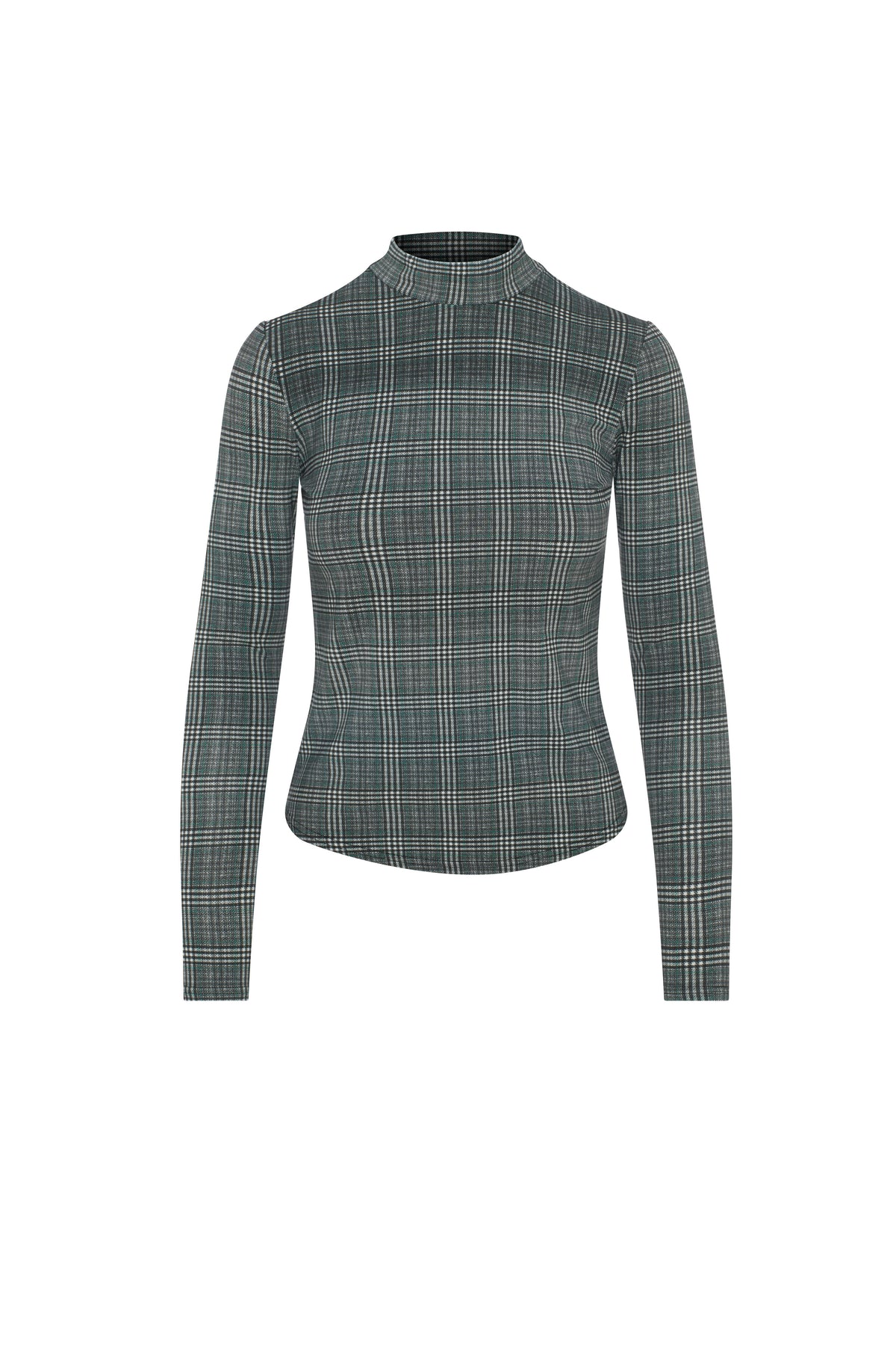 Plaid Mock Neck Top in Black by Ginger