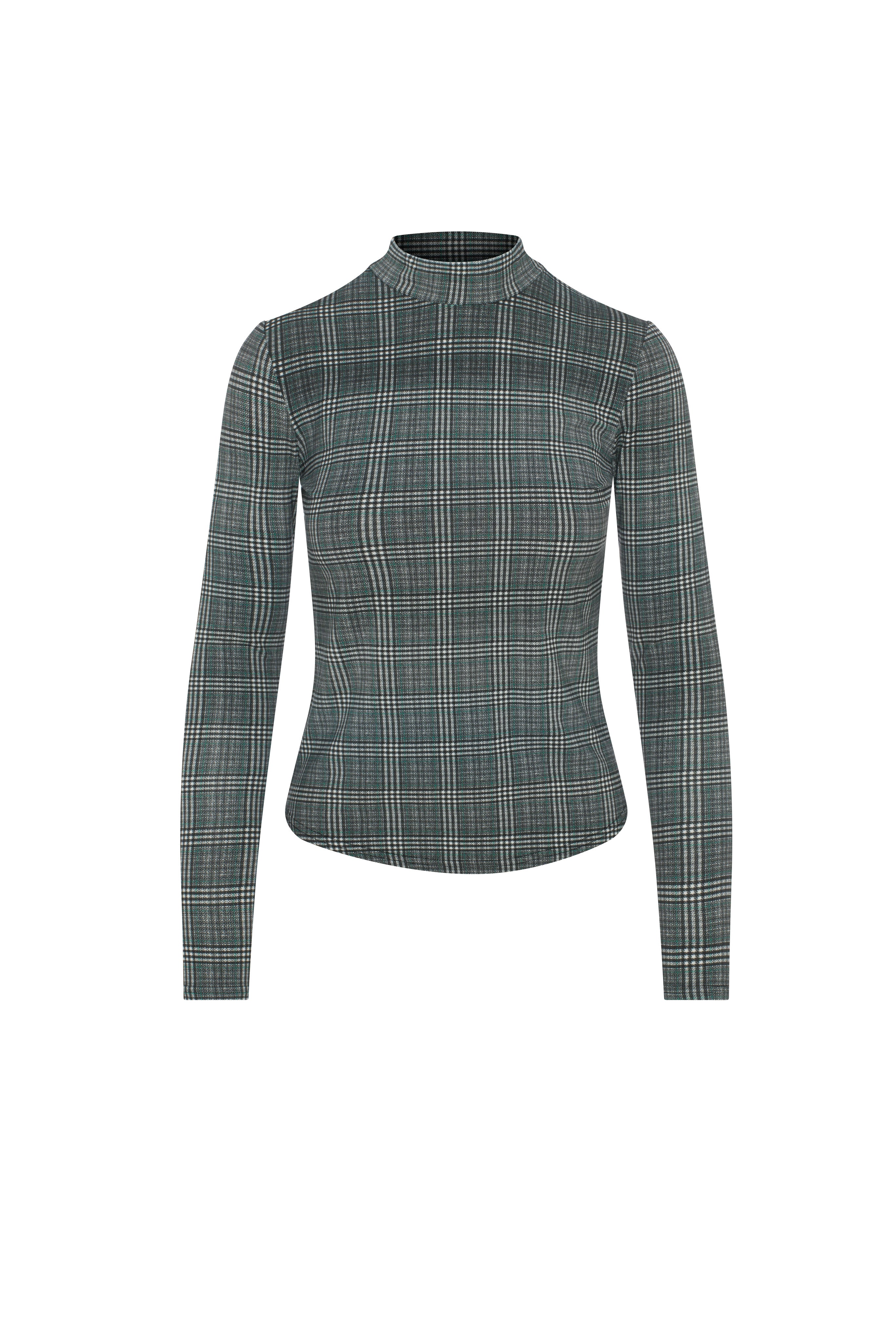 Plaid Mock Neck Top in Black by Ginger