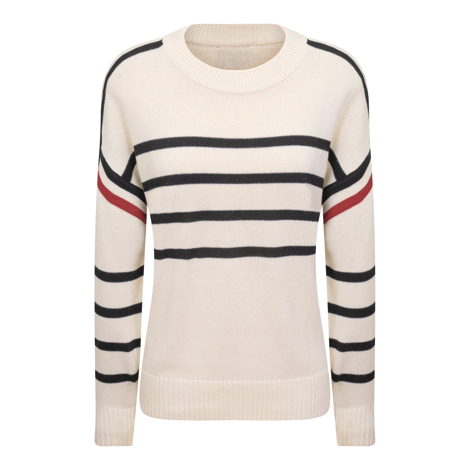 Maternity Drop Shoulder Sweater in Cream Black by La Enceinte