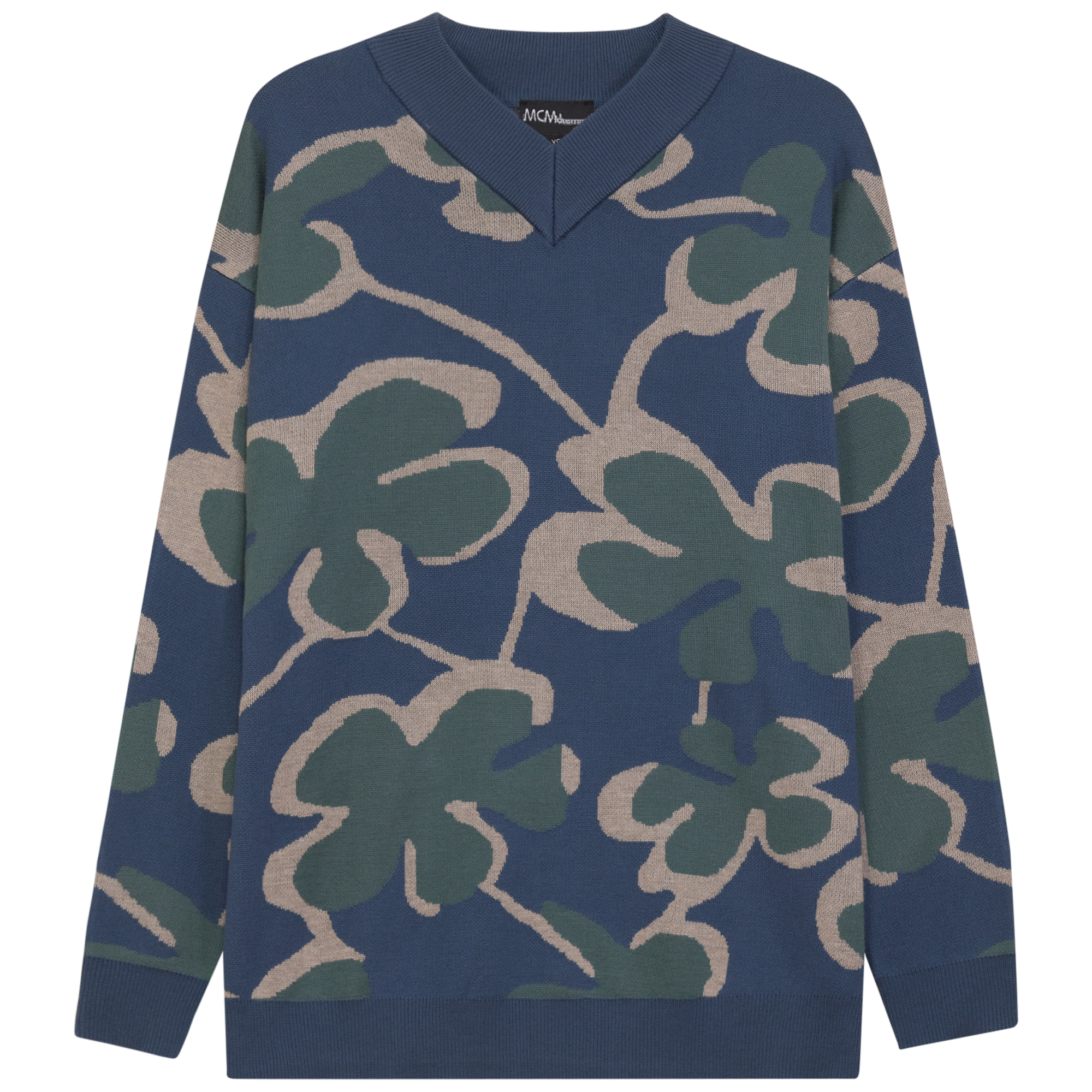 Maternity Floral Printed Sweater in Dark Denim Stone Basil by MCM