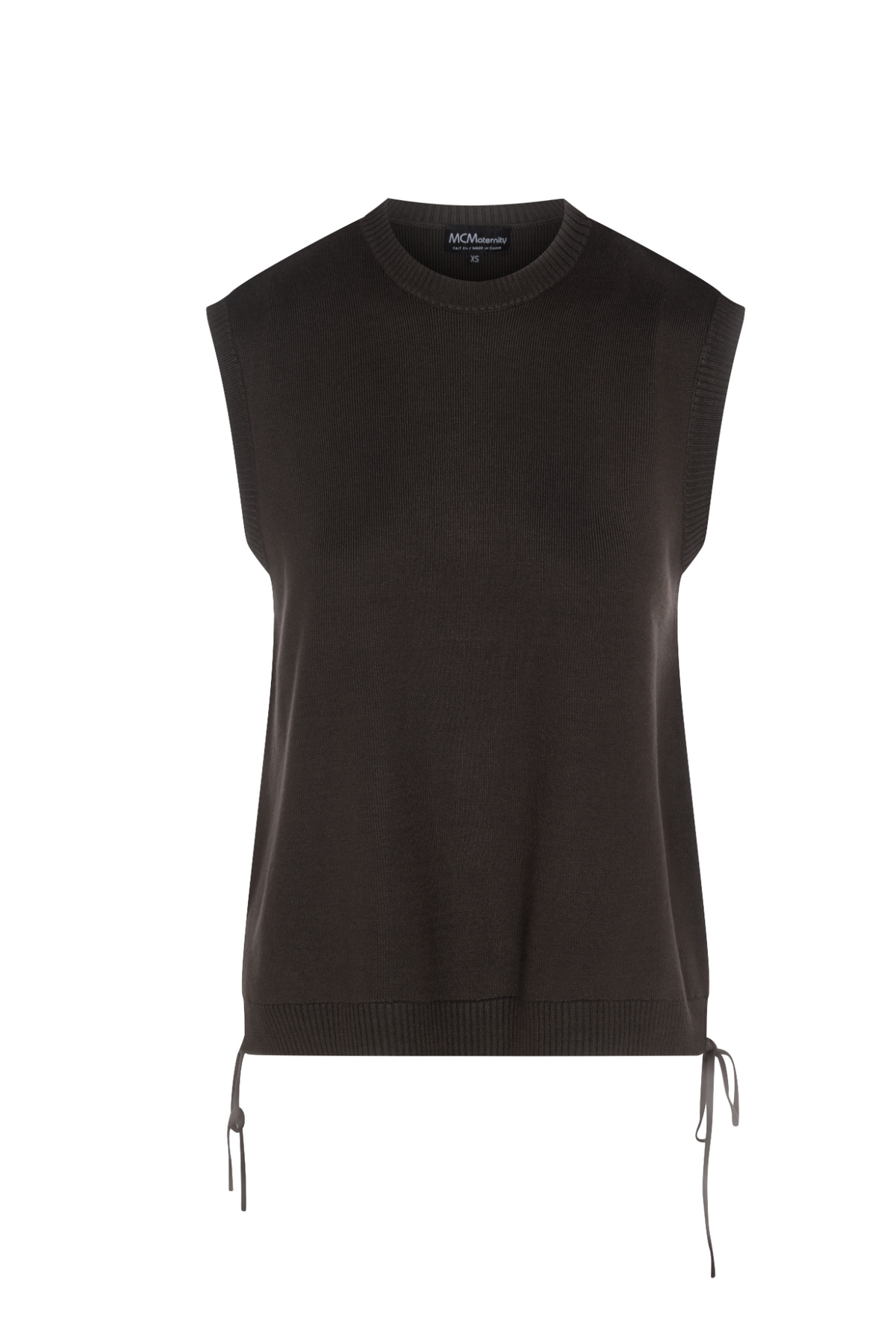 Maternity High Low Knit Vest in Dark Olive by MCM