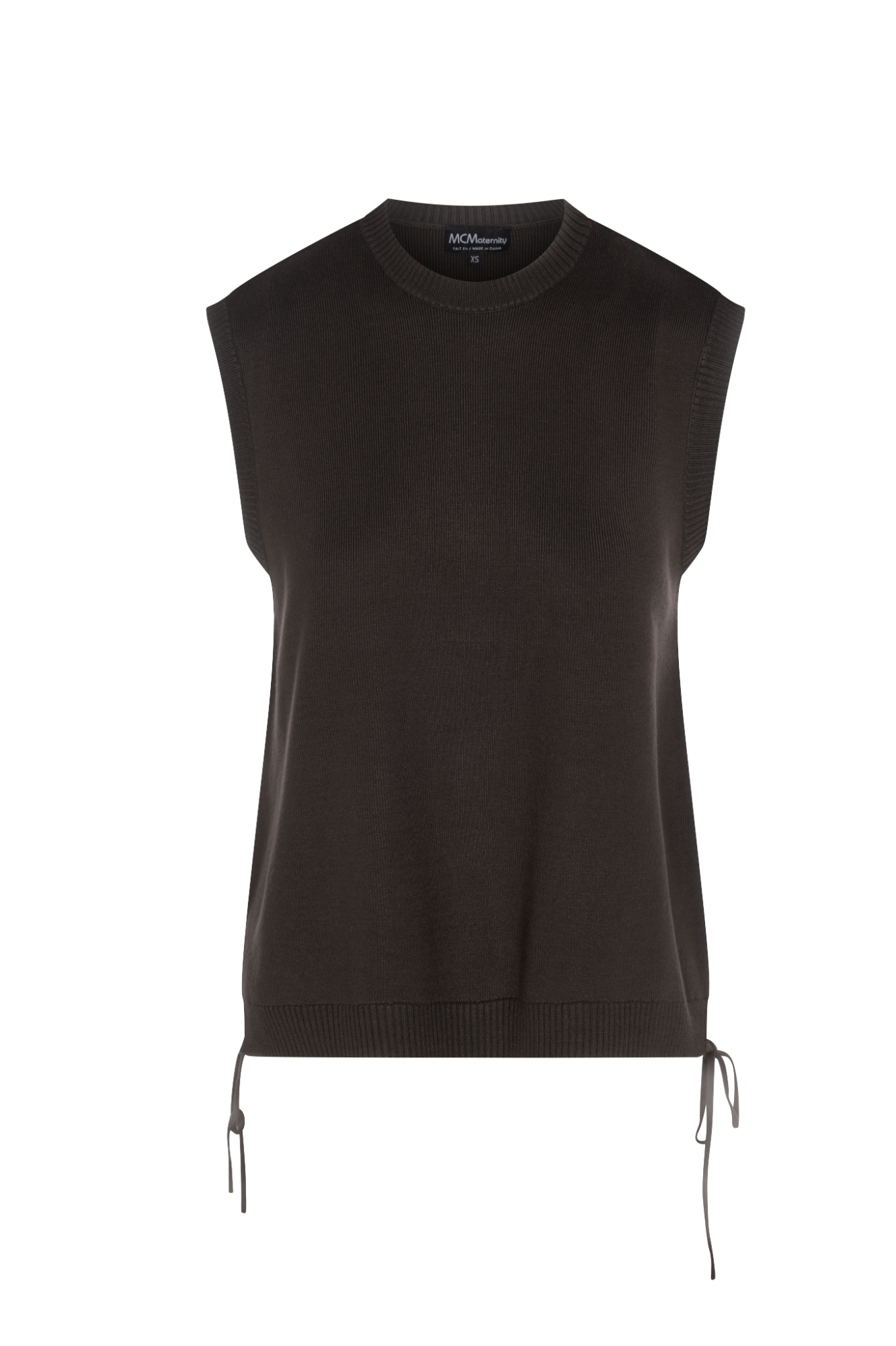 Maternity High Low Knit Vest in Dark Olive by MCM