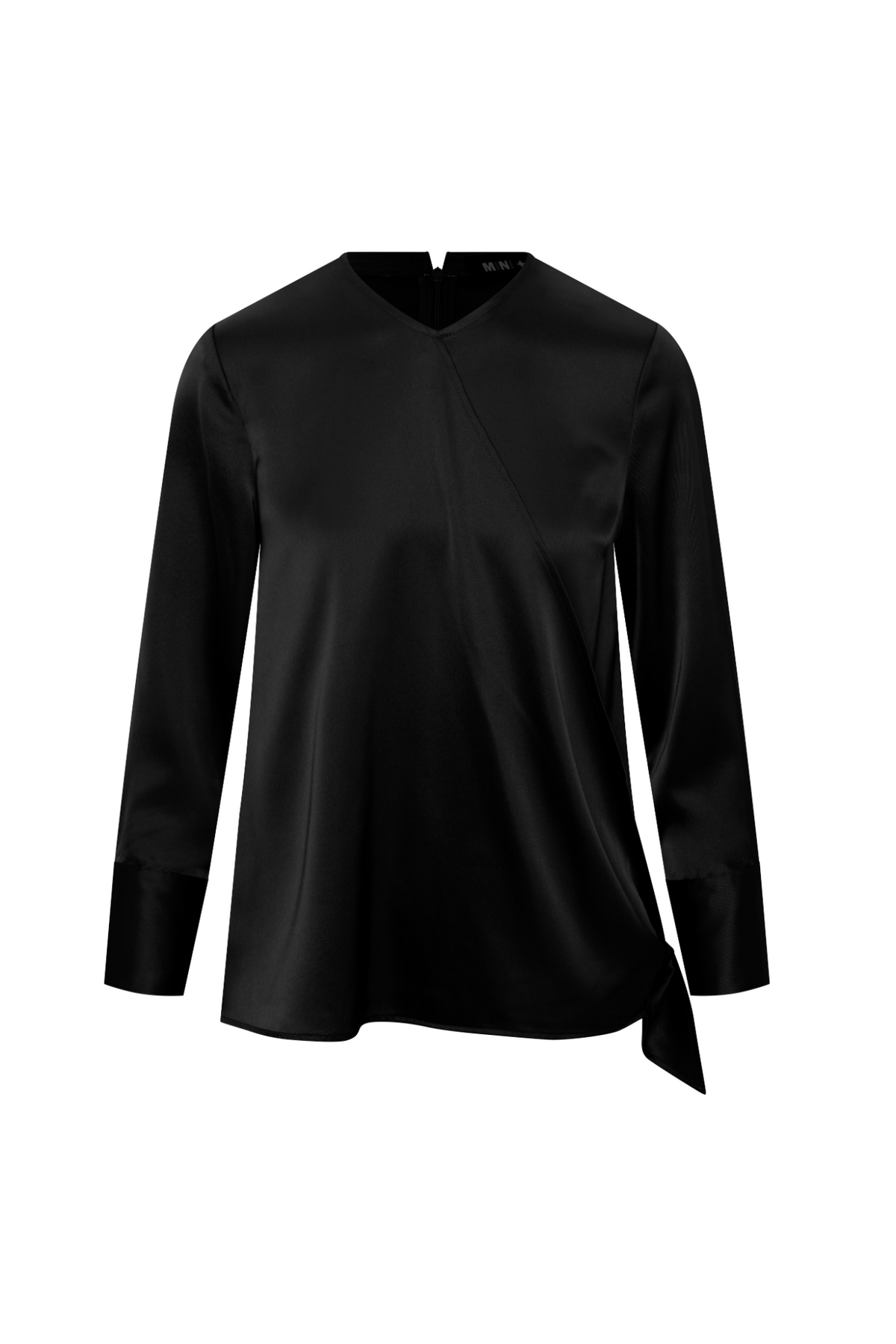 Maternity Satin Wrap Blouse in Black by Mini + Me