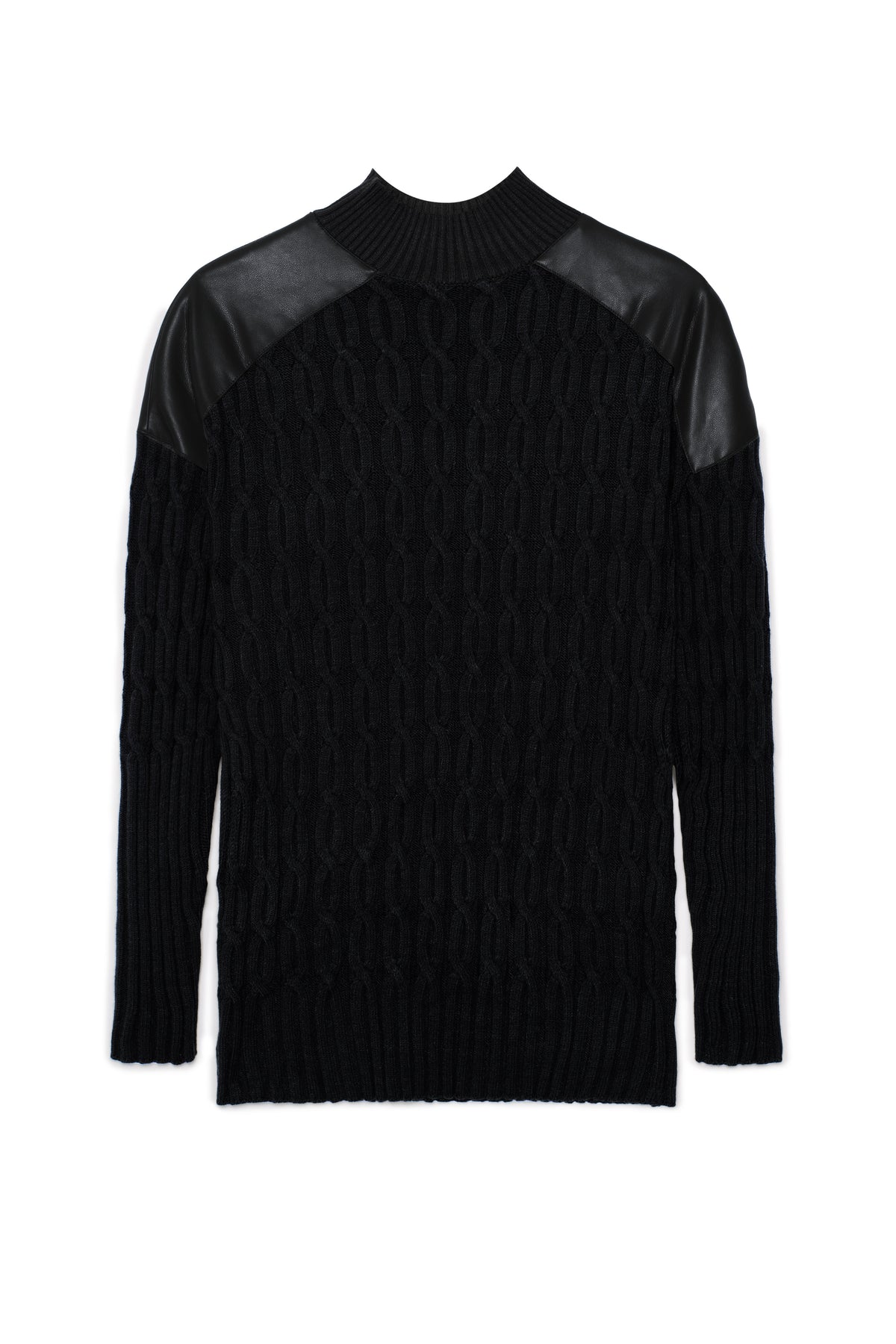 Maternity Dolman Leather Combo Sweater in Black by Mini + Me