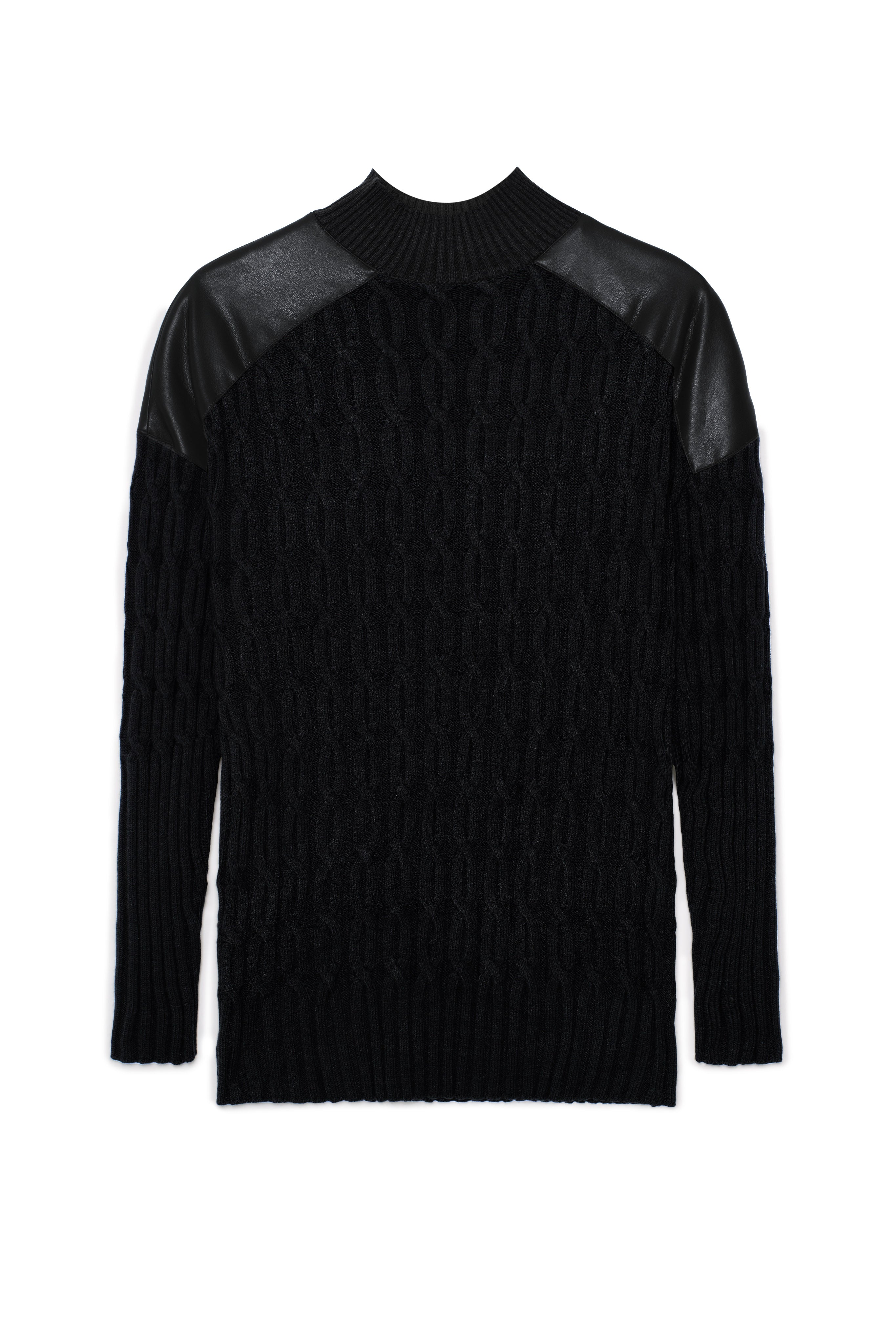 Maternity Dolman Leather Combo Sweater in by Mini + Me