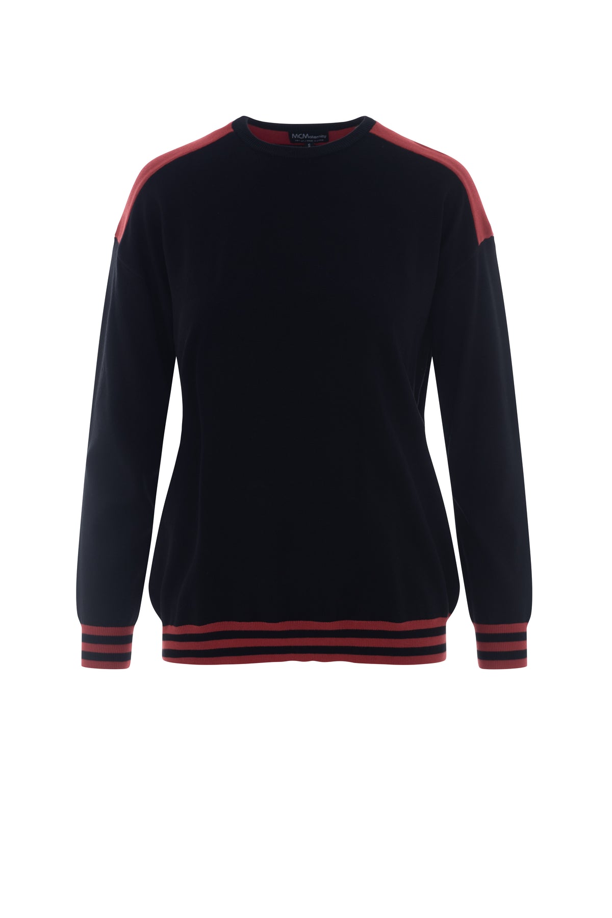 Maternity Color Blocked Dolman Sweater in Black Rust by MCM