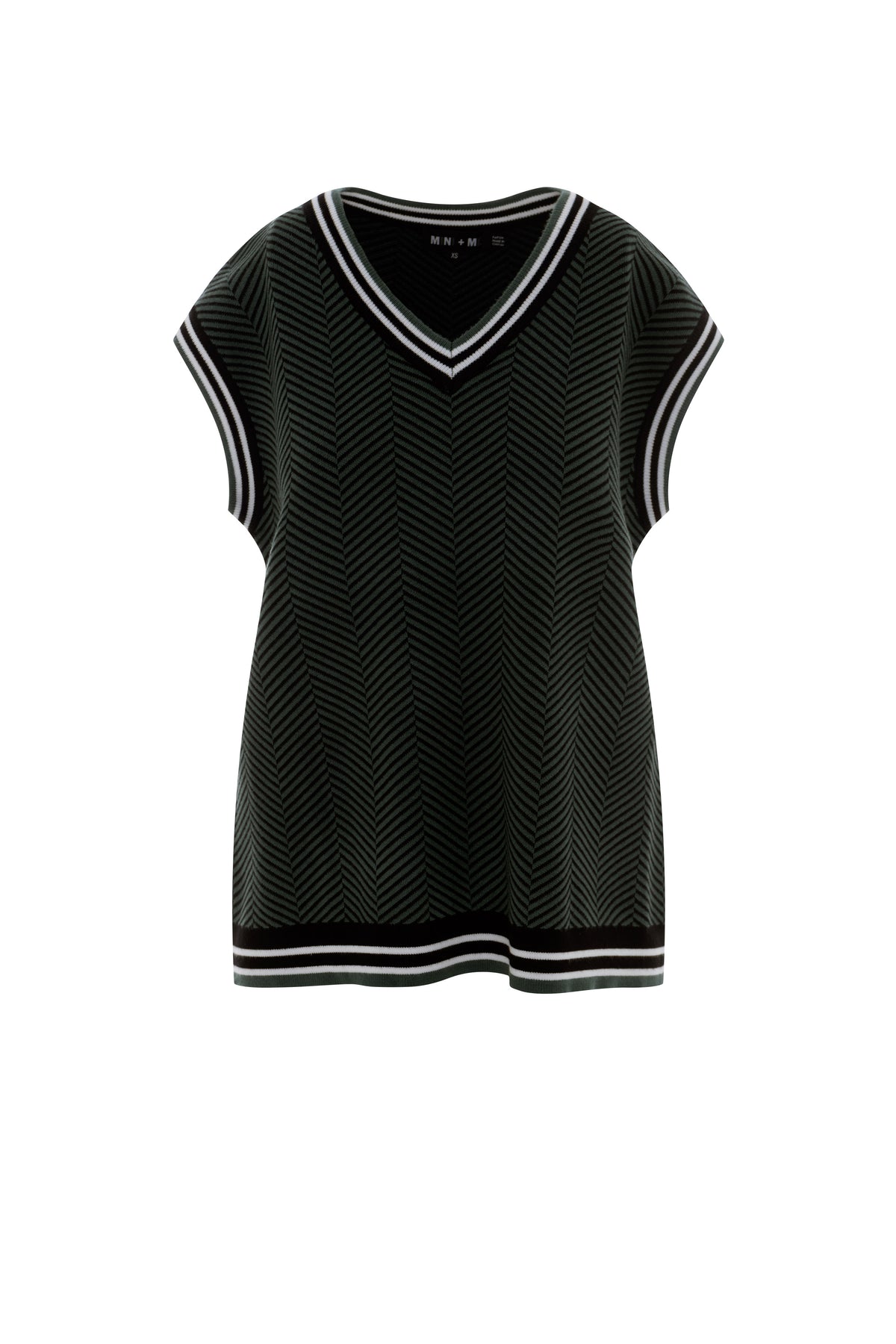 Maternity Herribone Knit Vest in Black Basil by Mini + Me