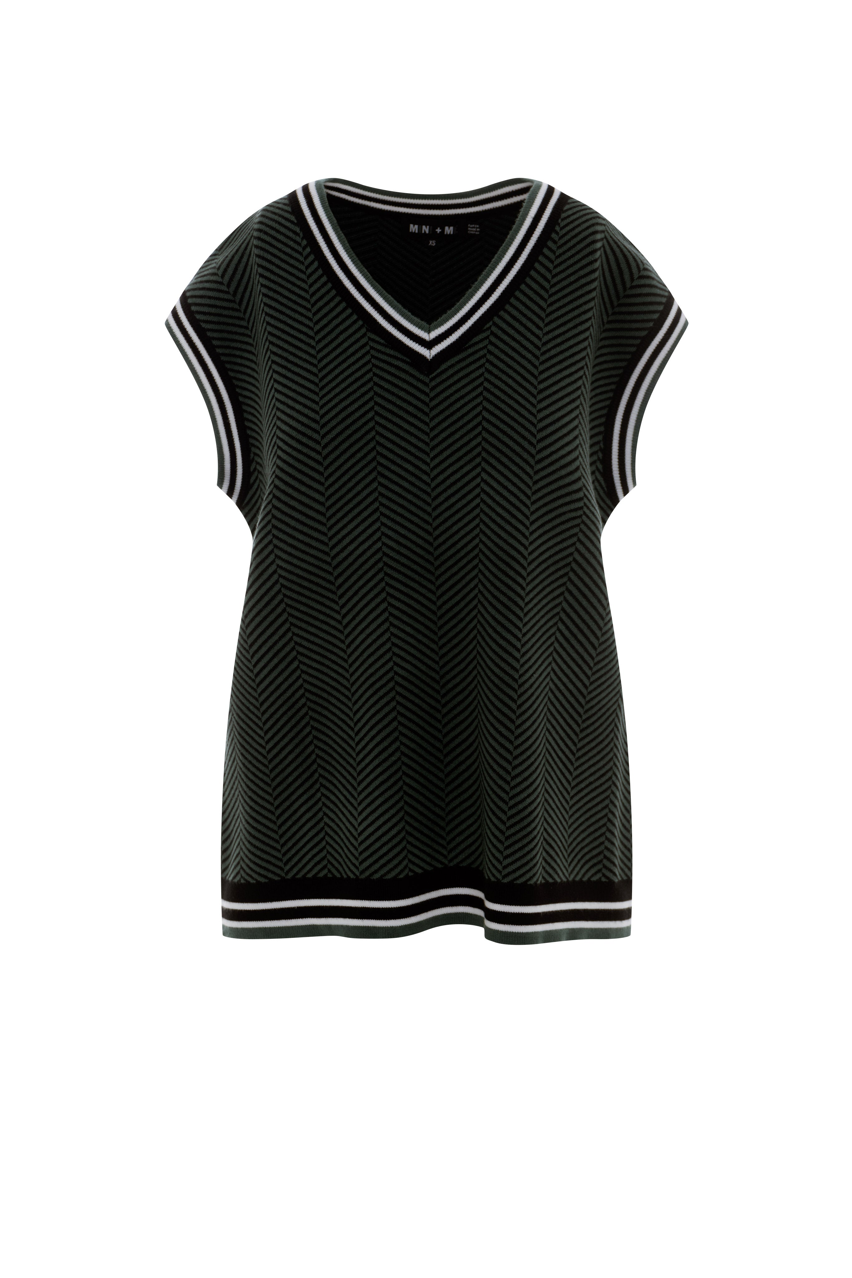 Maternity Herribone Knit Vest in Black Basil by Mini + Me