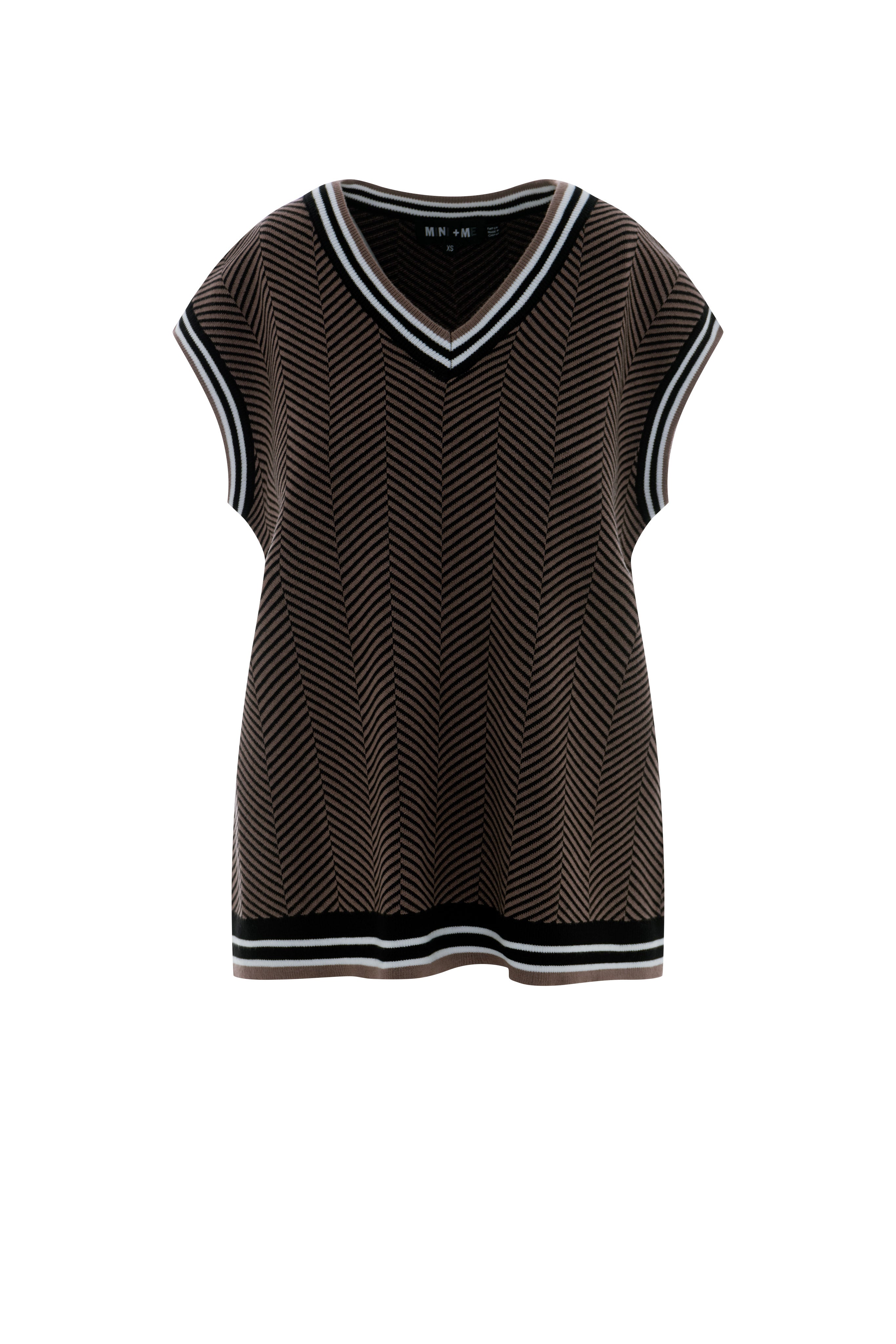 Maternity Herribone Knit Vest in Black Mocha by Mini + Me