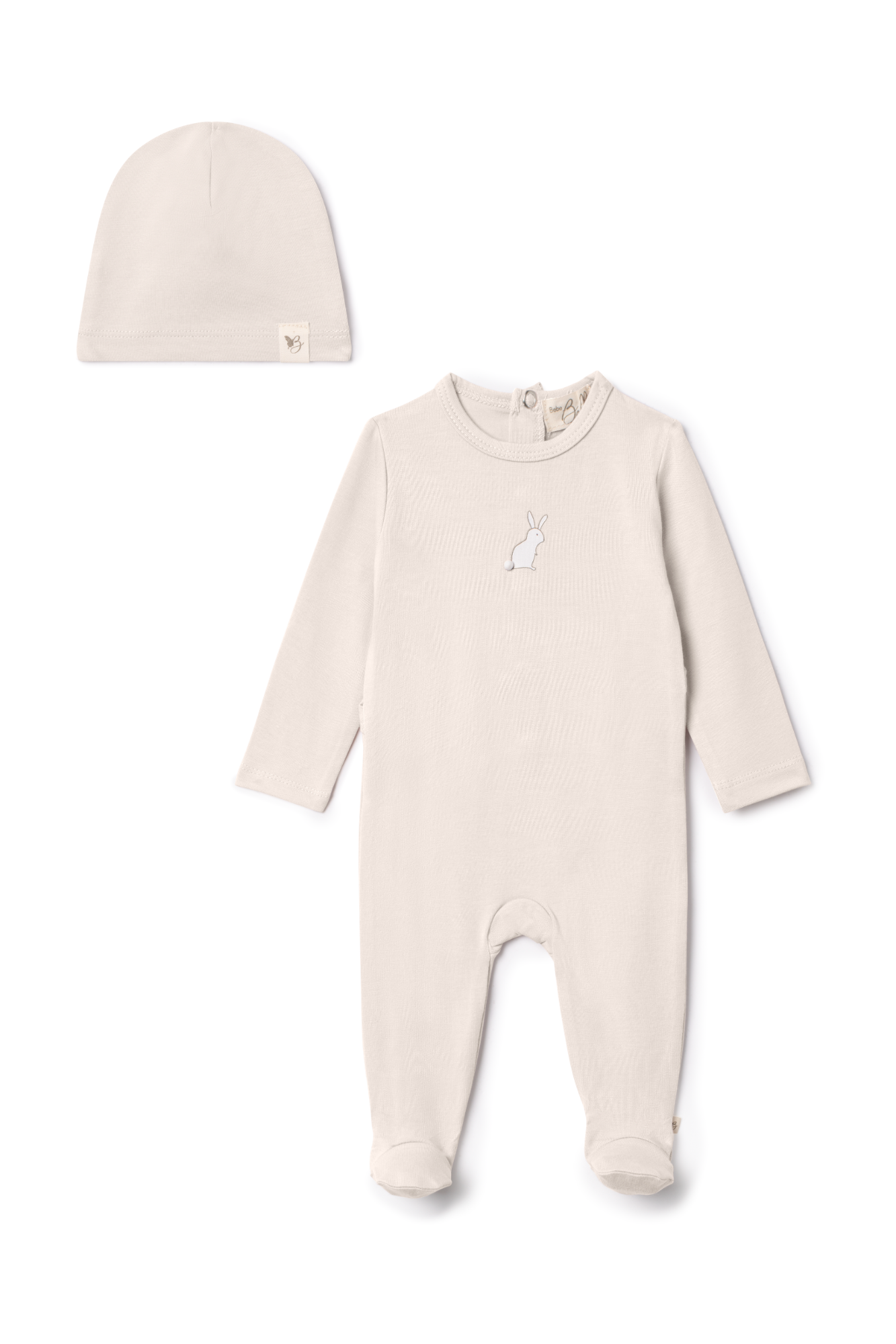 Bunny Print Onesie in Dark Almond by Bebe Bella