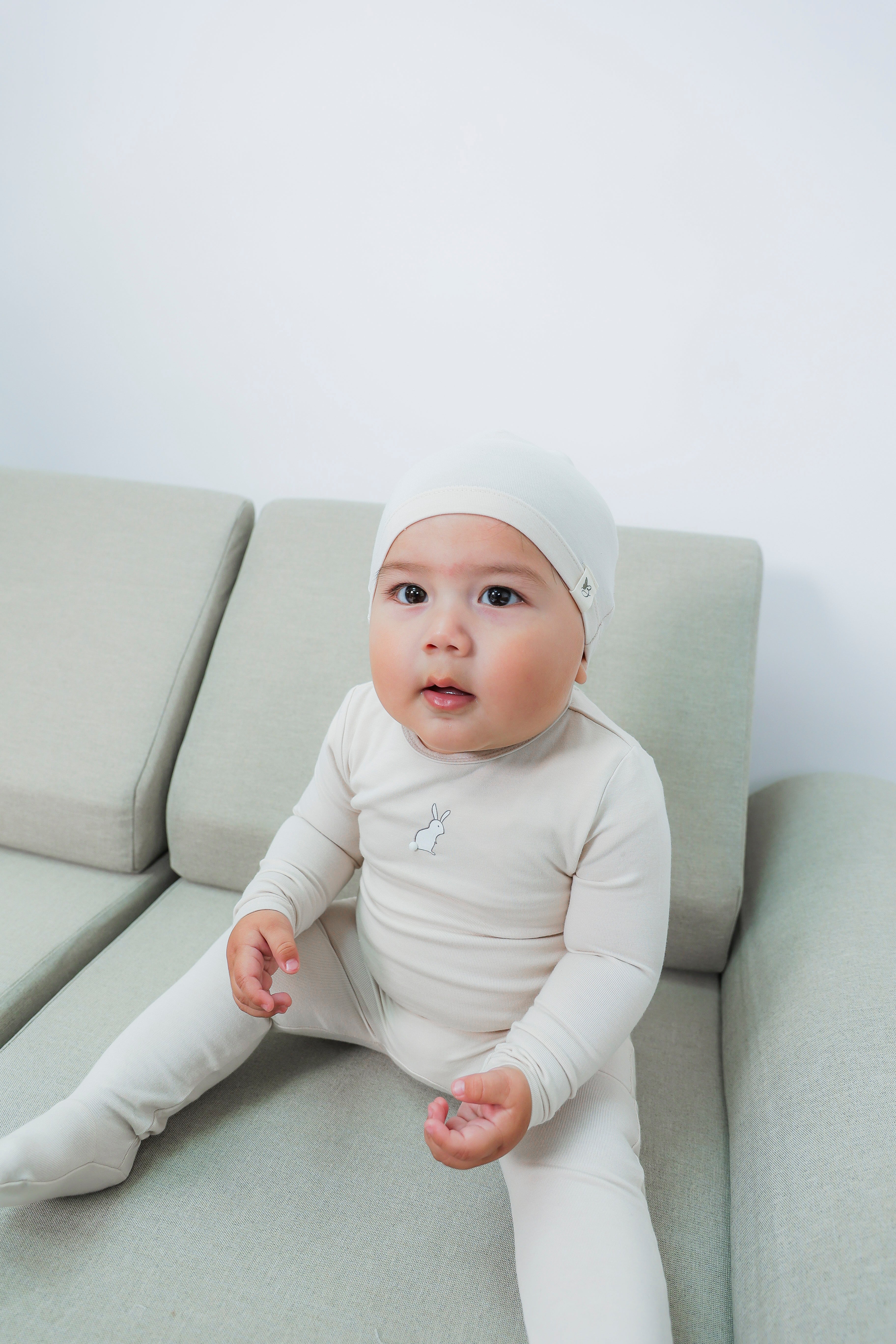 Bunny Print Onesie in Primrose by Bebe Bella