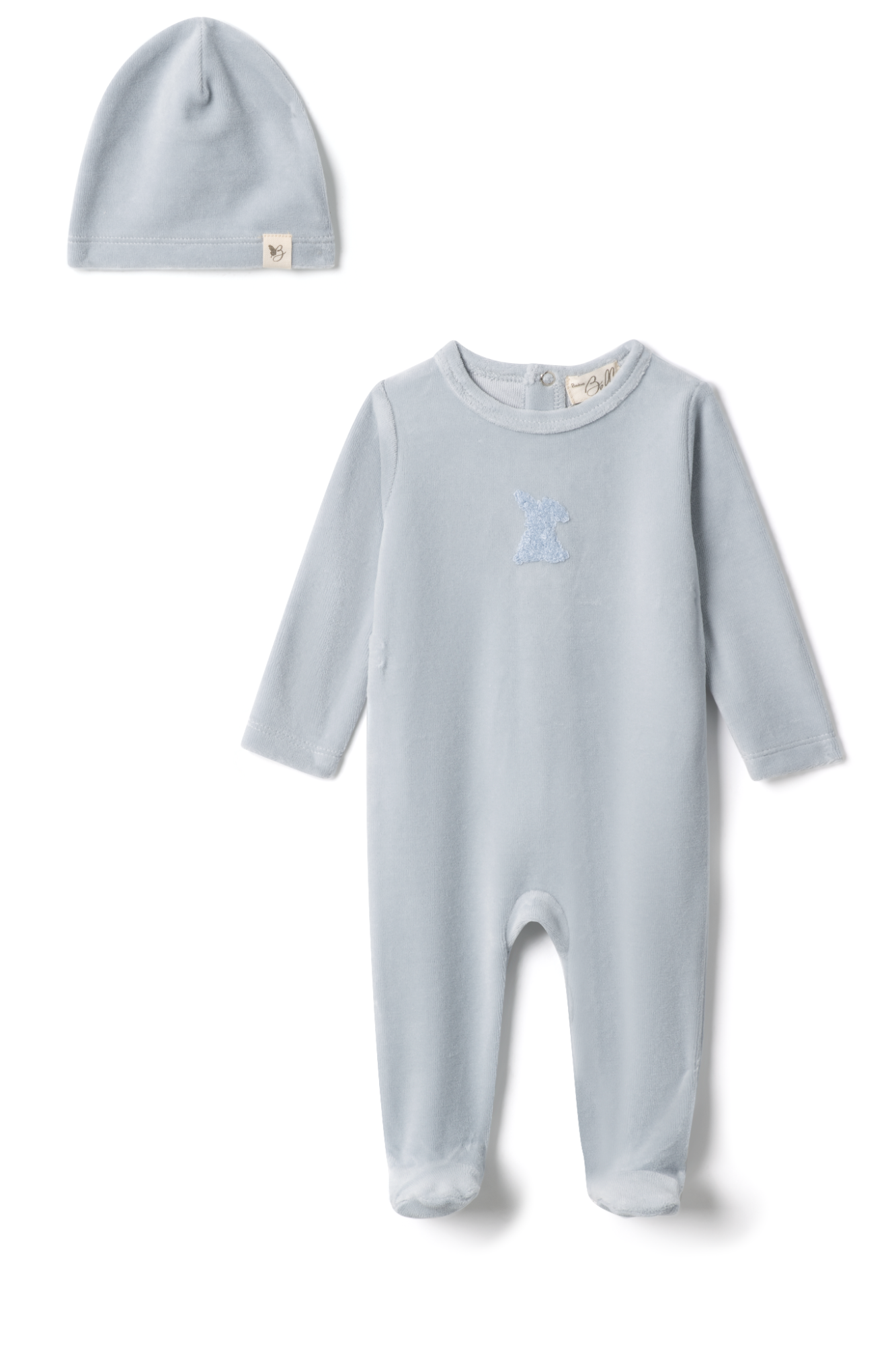 Bunny Applique Onesie in Blue Mist by Bebe Bella